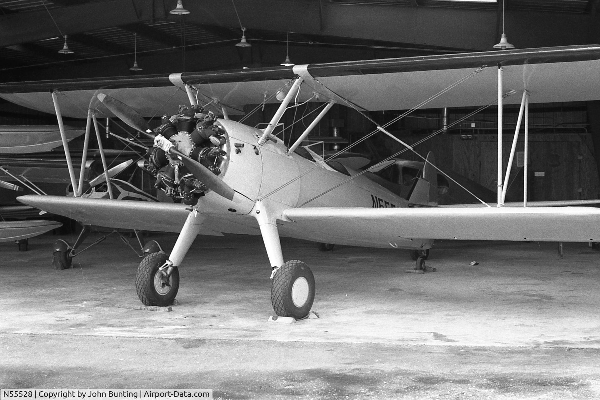 N55528, 1943 Boeing PT-17 Kaydet (A75N1) C/N 75-4611, This photo was taken by me in the 1970's.  The then owner rebuilt this aircraft during that time.
