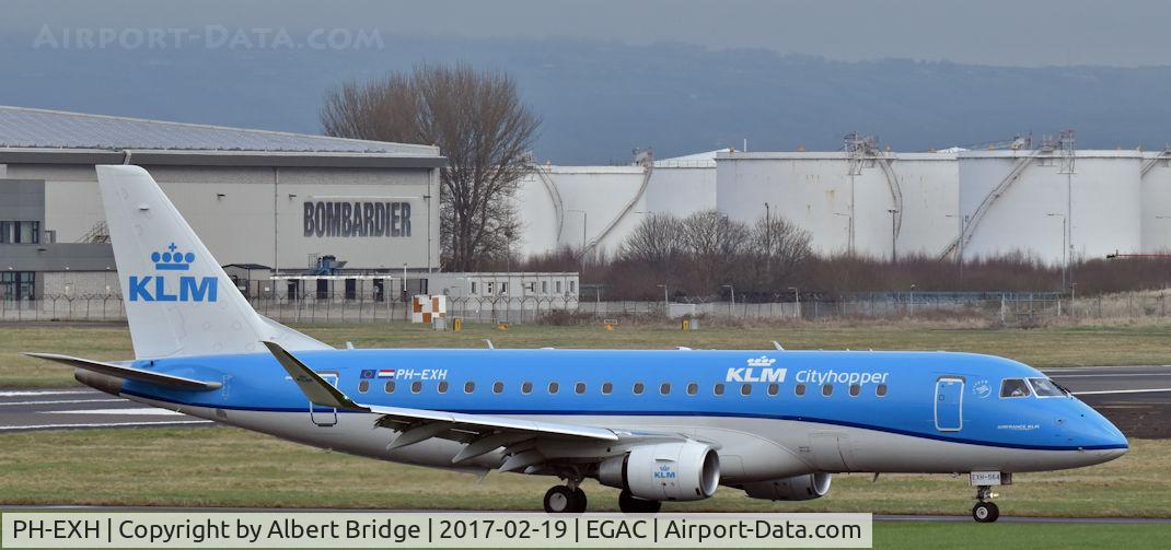 PH-EXH, 2016 Embraer 175STD (ERJ-170-200) C/N 17000564, Belfast City.  PH-EXH arriving from Amsterdam.