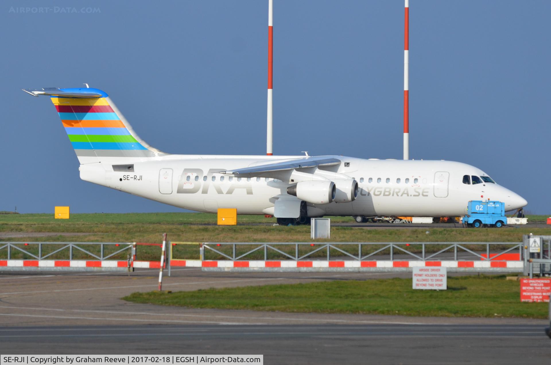 SE-RJI, 1999 British Aerospace Avro 146-RJ100 C/N E3357, Parked at Norwich.