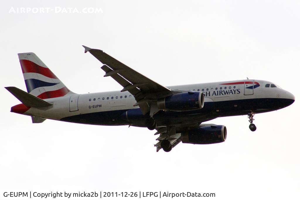 G-EUPM, 2000 Airbus A319-131 C/N 1258, Landing. Scrapped in January 2024.