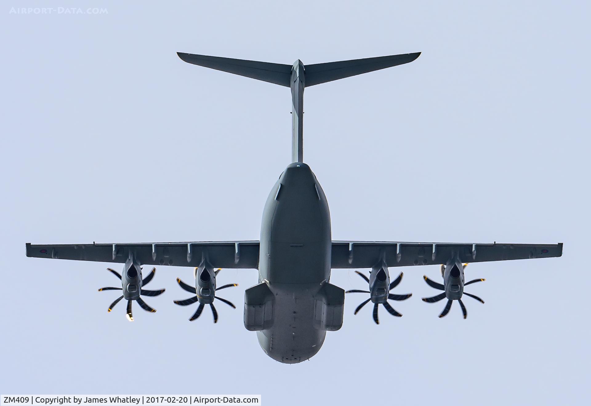 ZM409, 2016 Airbus A400M Atlas C.1 C/N 034, Testing again near Boscombe Down - rear view