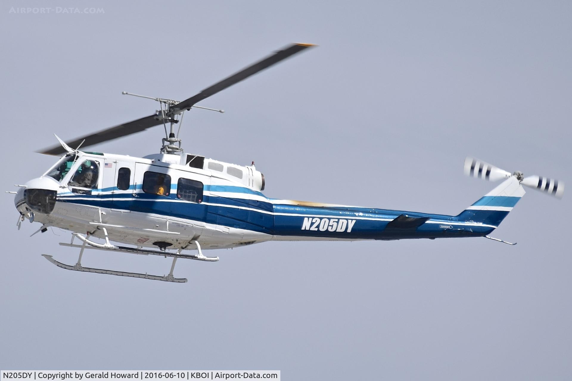N205DY, 1978 Bell 205A-1 C/N 30282, Departing BOI.