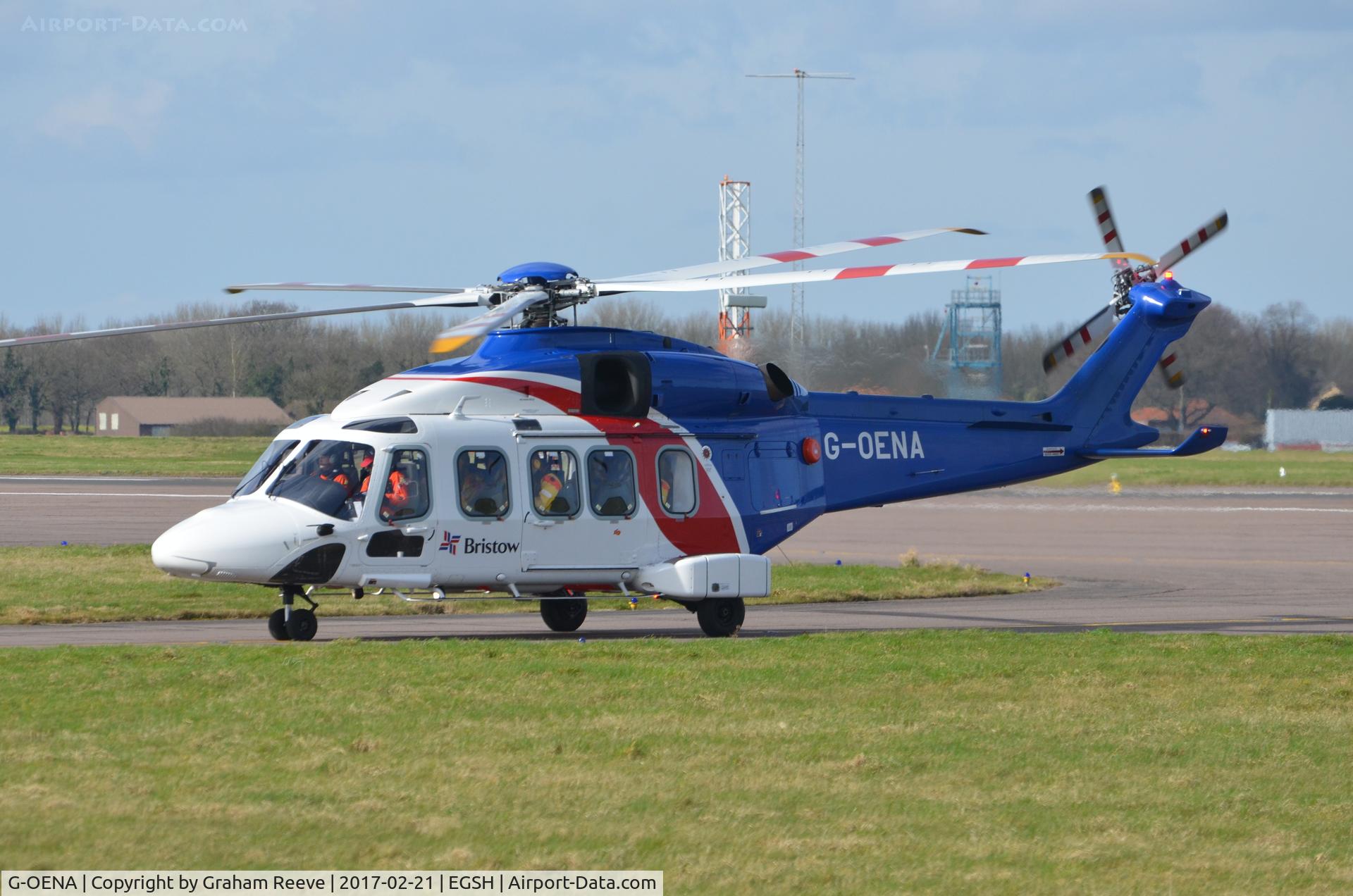 G-OENA, 2013 AgustaWestland AW189 C/N 49007, Just landed at Norwich.