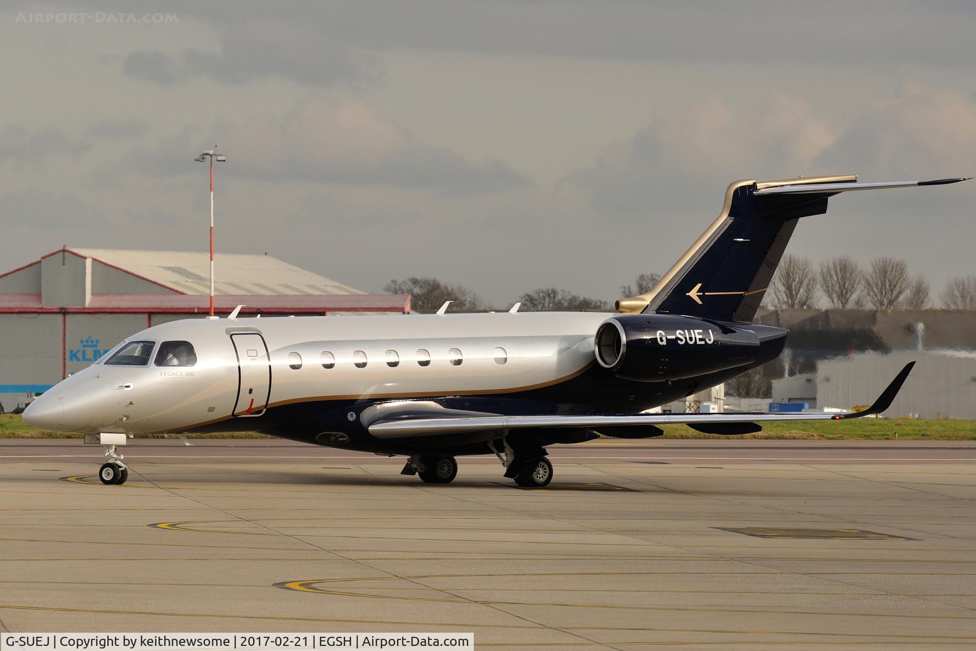 G-SUEJ, 2016 Embraer EMB-550 Legacy 500 C/N 55000042, Leaving for training flight.