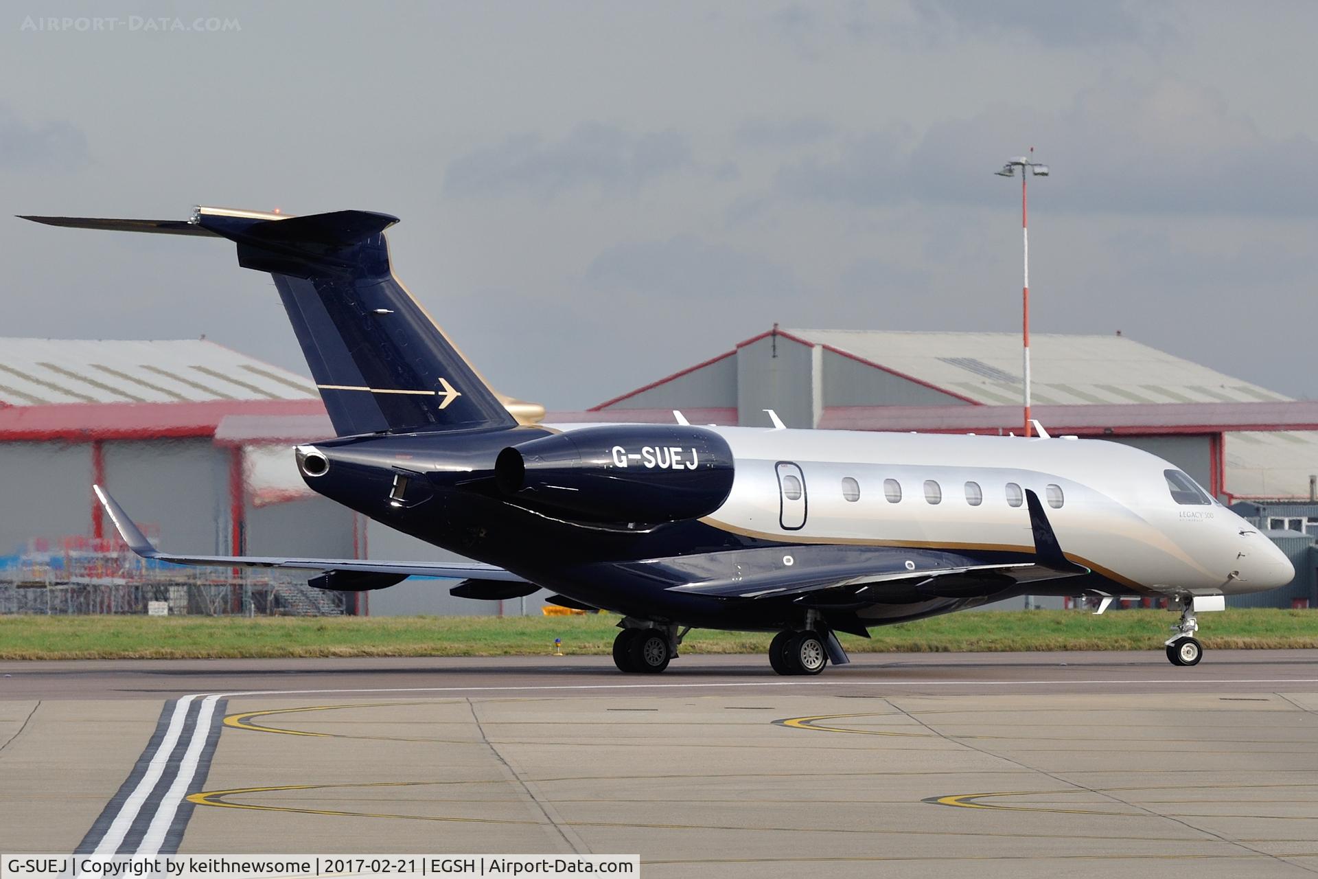 G-SUEJ, 2016 Embraer EMB-550 Legacy 500 C/N 55000042, Leaving for training flight.