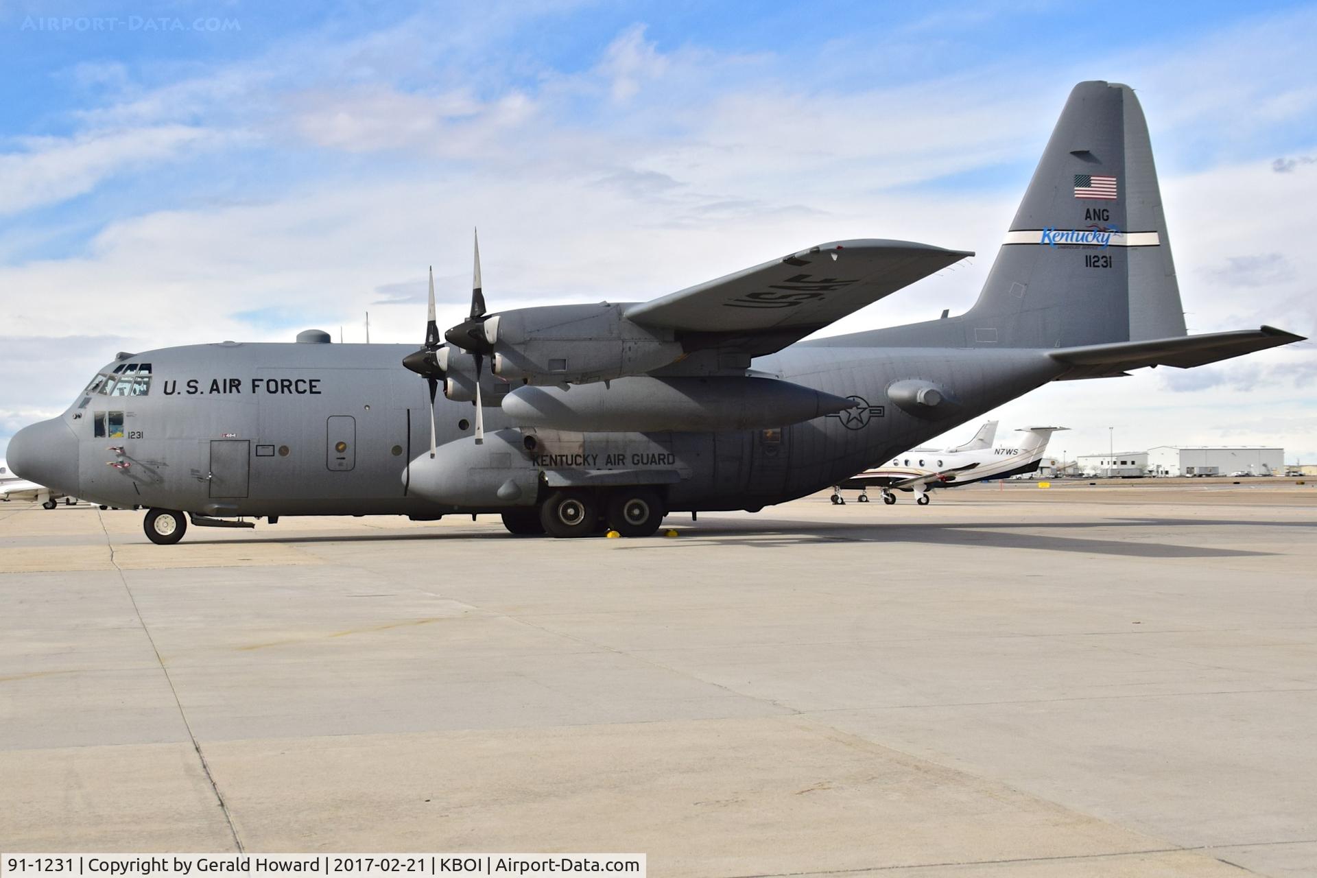 91-1231, 1992 Lockheed C-130H Hercules C/N 382-5278, Parked on south GA ramp.  123rd Air Wing, Kentucky ANG.