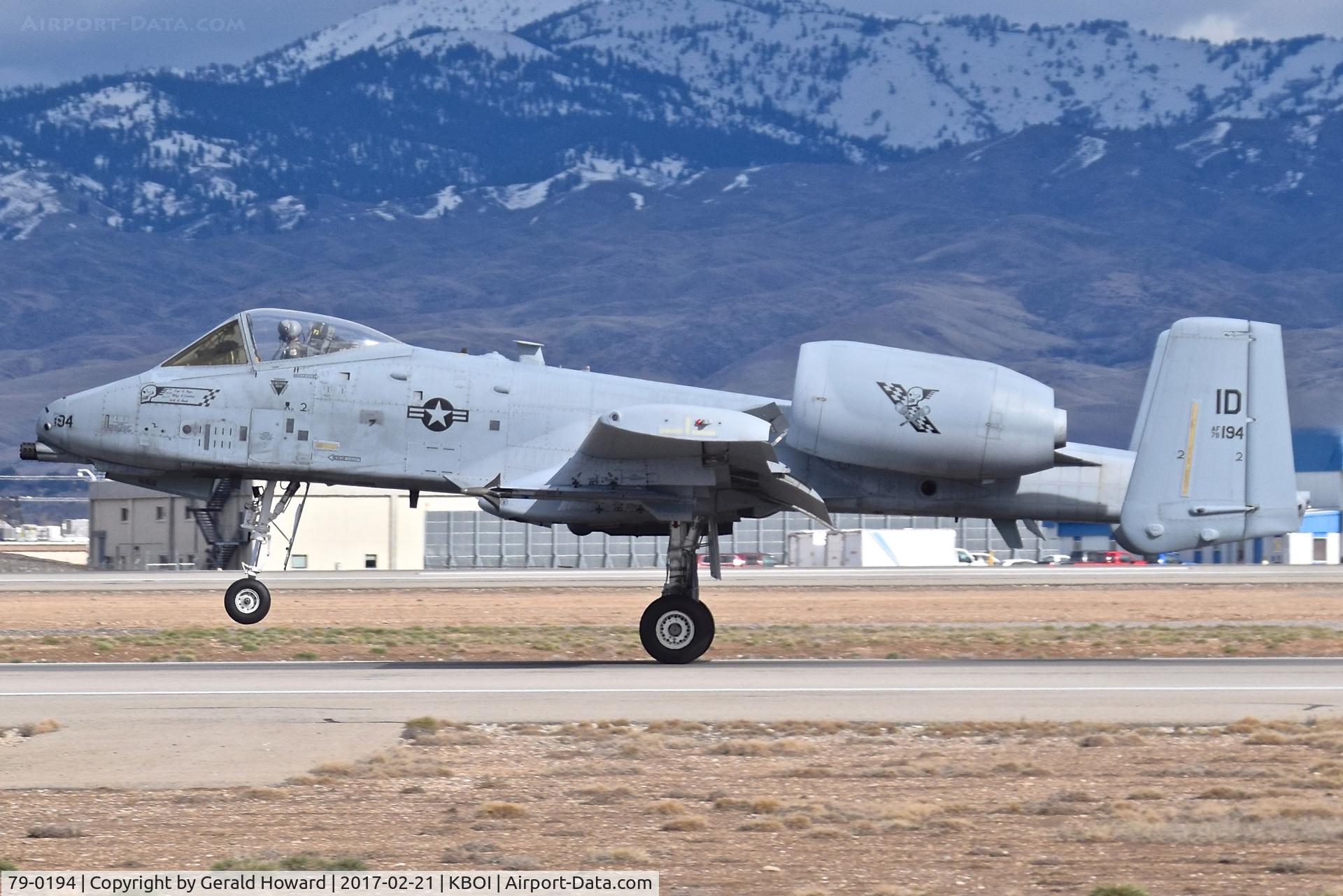 79-0194, 1979 Fairchild Republic A-10C Thunderbolt II C/N A10-0458, Landing on RWY 28LLanding RWY 28L. 190th Fighter Sq., 124th Fighter Wing, Idaho ANG.