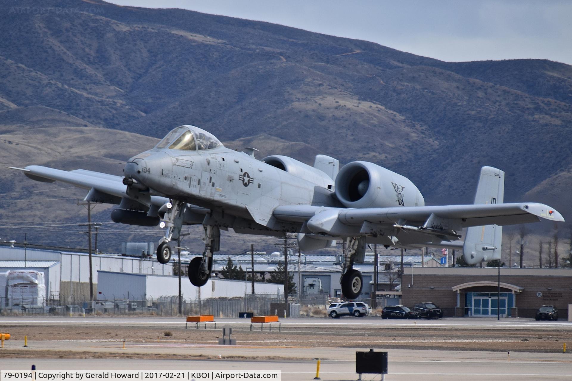79-0194, 1979 Fairchild Republic A-10C Thunderbolt II C/N A10-0458, Landing RWY 28L.Landing RWY 28L. 190th Fighter Sq., 124th Fighter Wing, Idaho ANG.
