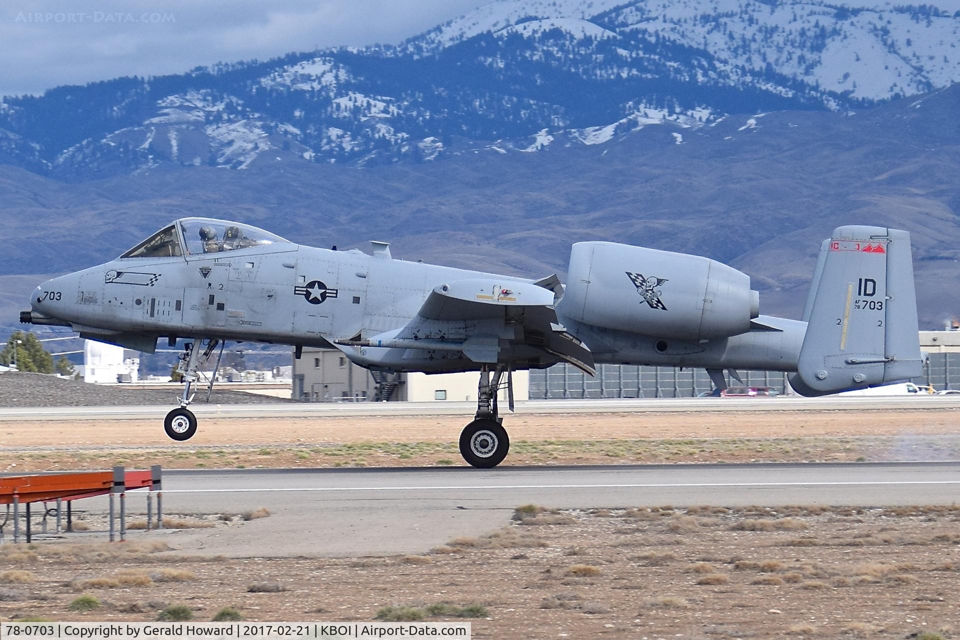 78-0703, 1978 Fairchild Republic A-10C Thunderbolt II C/N A10-0323, Landing roll out on RWY 28L.  190th Fighter Sq., 124th Fighter Wing, Idaho ANG.
