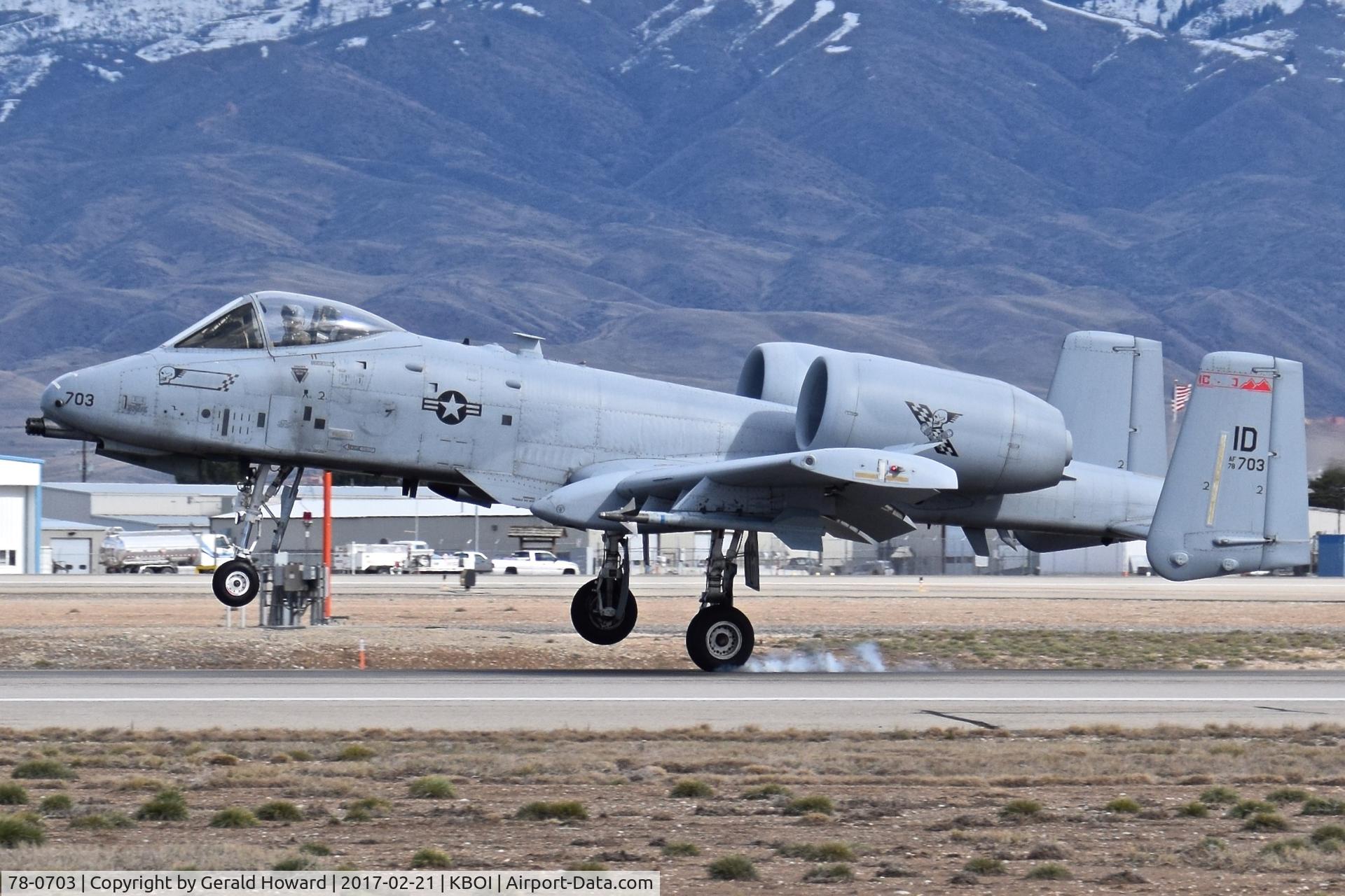78-0703, 1978 Fairchild Republic A-10C Thunderbolt II C/N A10-0323, Just touching down on RWY 28L. 190th Fighter Sq., 124th Fighter Wing, Idaho ANG.