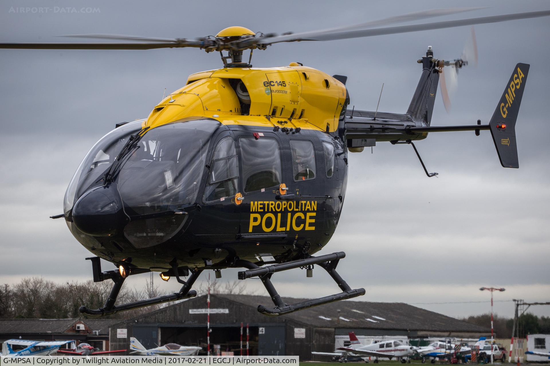 G-MPSA, 2005 Eurocopter-Kawasaki EC-145 (BK-117C-2) C/N 9065, NPAS London seen training at Sherburn-in-Elmet airfield