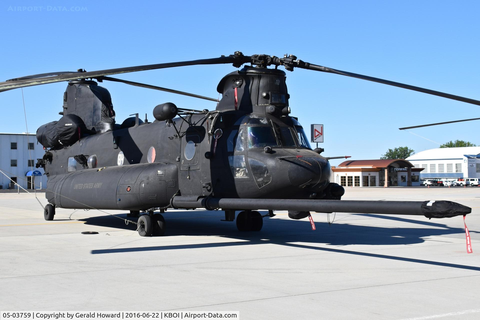 05-03759, 2005 Boeing MH-47G Chinook C/N M.3759, U.S. Army 160th Special Operations Aviation Regiment (SOAR), “Night Stalkers”, 4th BN, Joint Base Lewis-McChord, WA. Converted from CH-47D #83-24117.