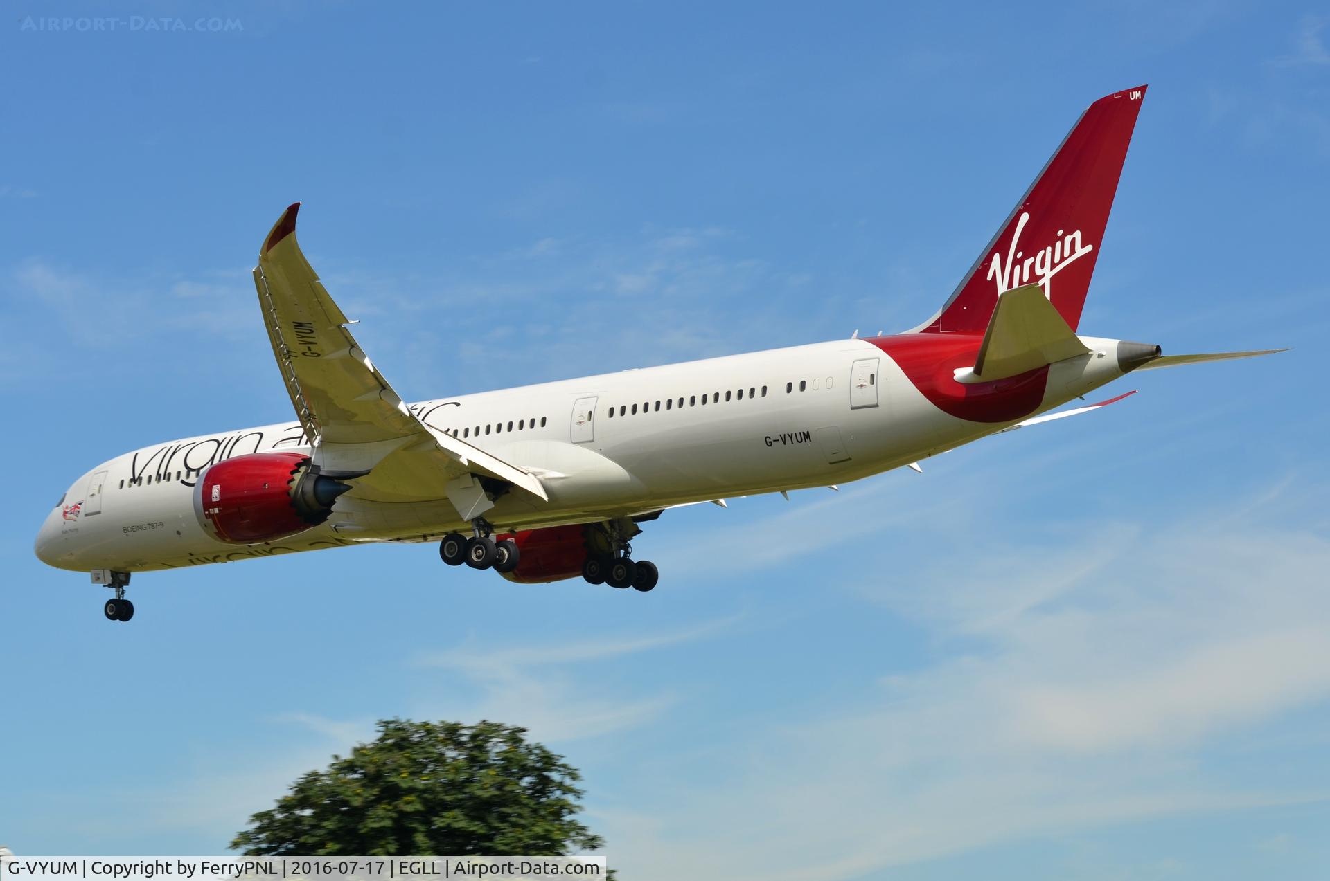 G-VYUM, 2015 Boeing 787-9 Dreamliner Dreamliner C/N 37970, Virgin B789 almost back at base.