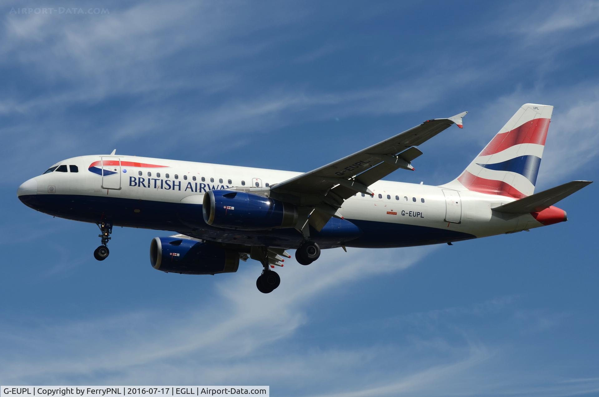 G-EUPL, 2000 Airbus A319-131 C/N 1239, BA A319 arriving