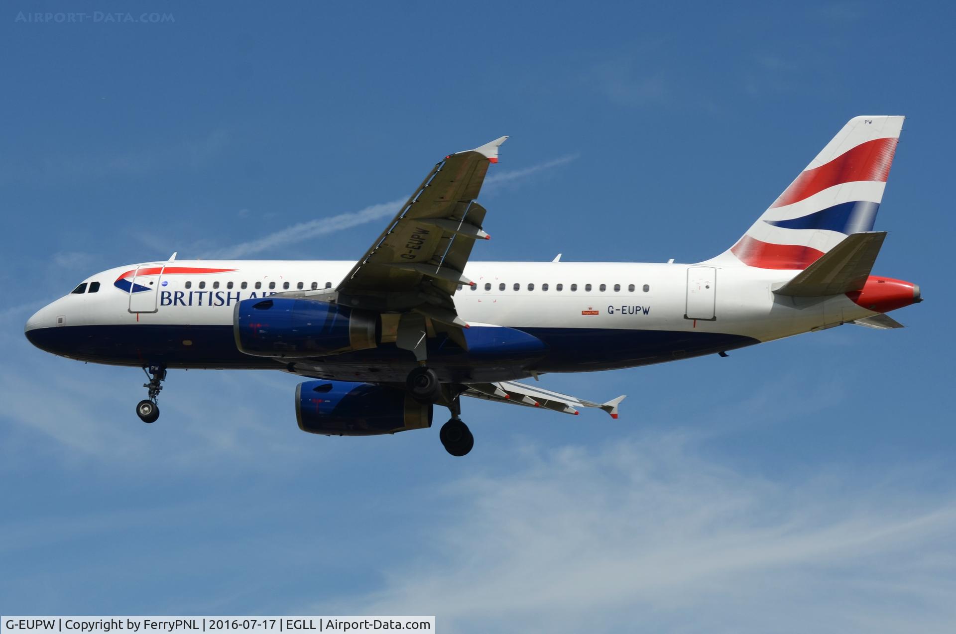 G-EUPW, 2001 Airbus A319-131 C/N 1440, BA A319 on short final