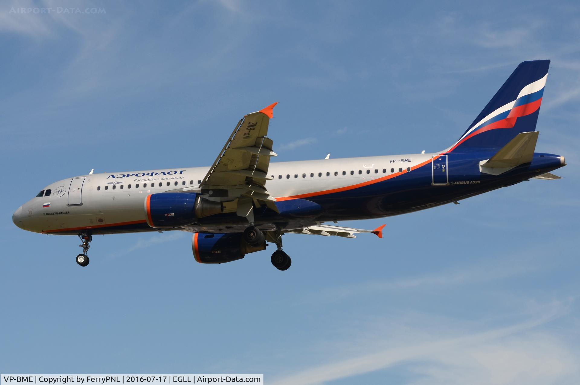 VP-BME, 2008 Airbus A320-214 C/N 3699, Aeroflot A320 coming in from Moscow.