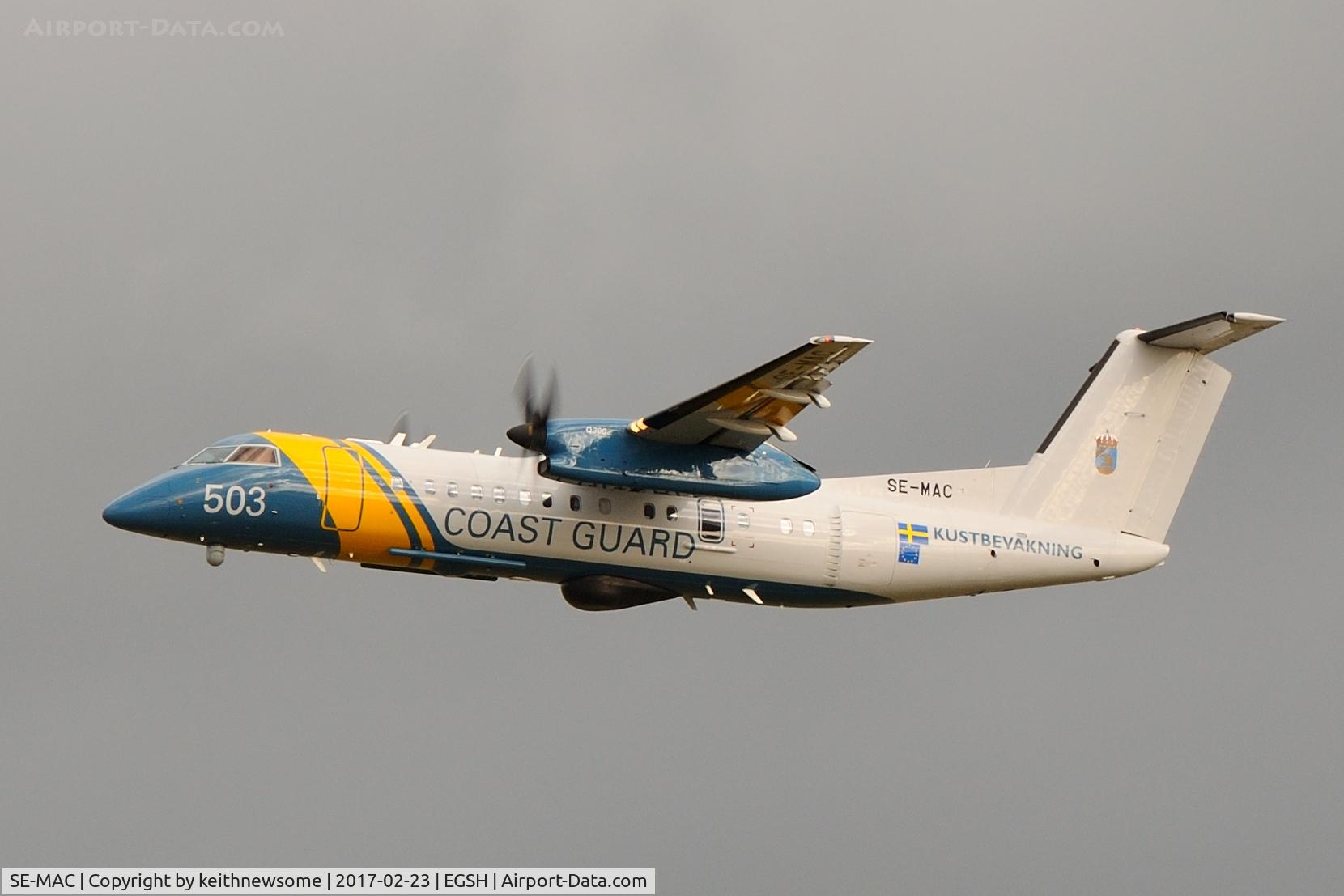 SE-MAC, 2007 De Havilland Canada DHC-8-311AQ Dash 8 C/N 638, Leaving Norwich for Stockholm.