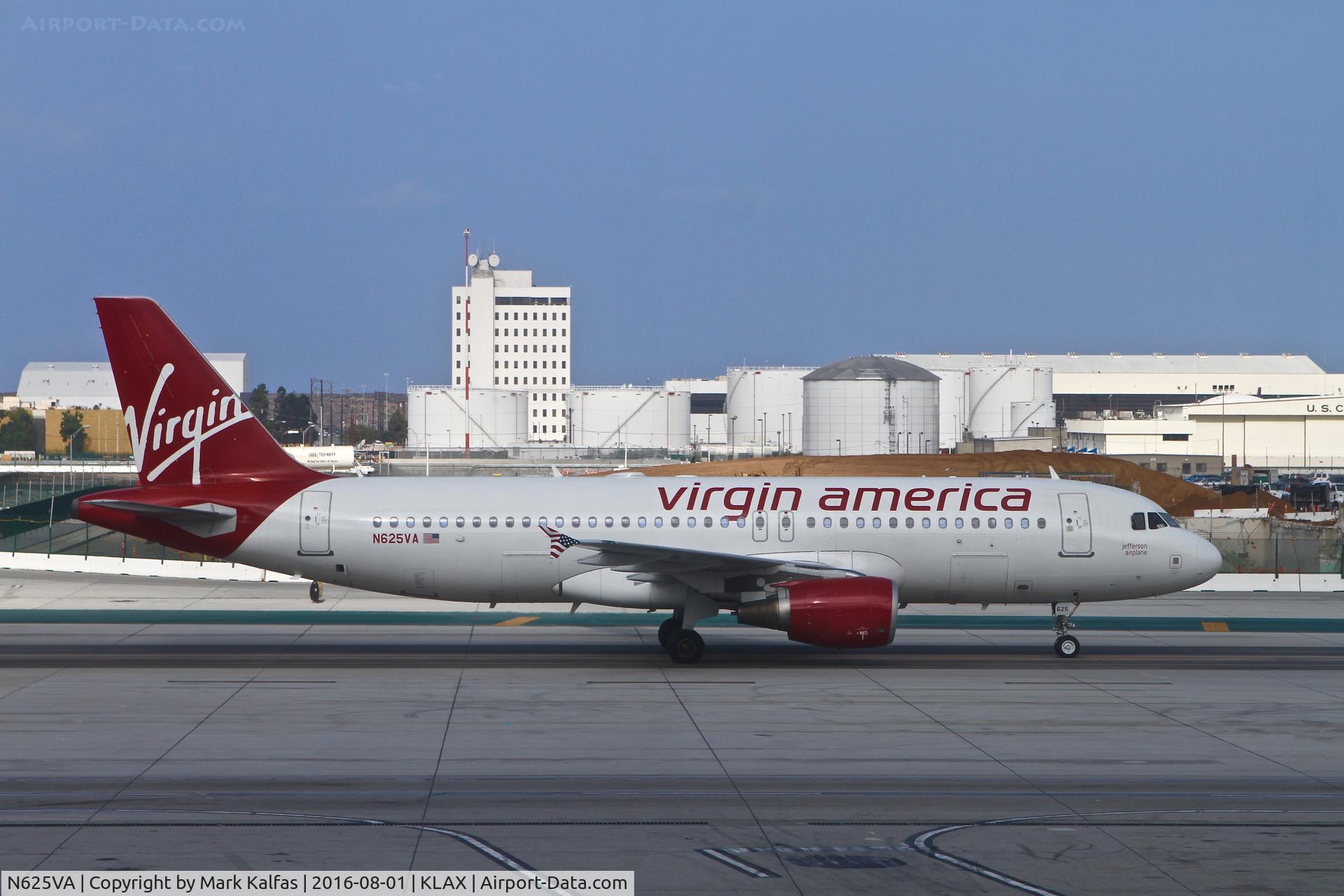 N625VA, 2006 Airbus A320-214 C/N 2800, Virgin America N625VA (Jefferson Airplane), 2006 Airbus A320-214, taxiway Sierra KLAX>