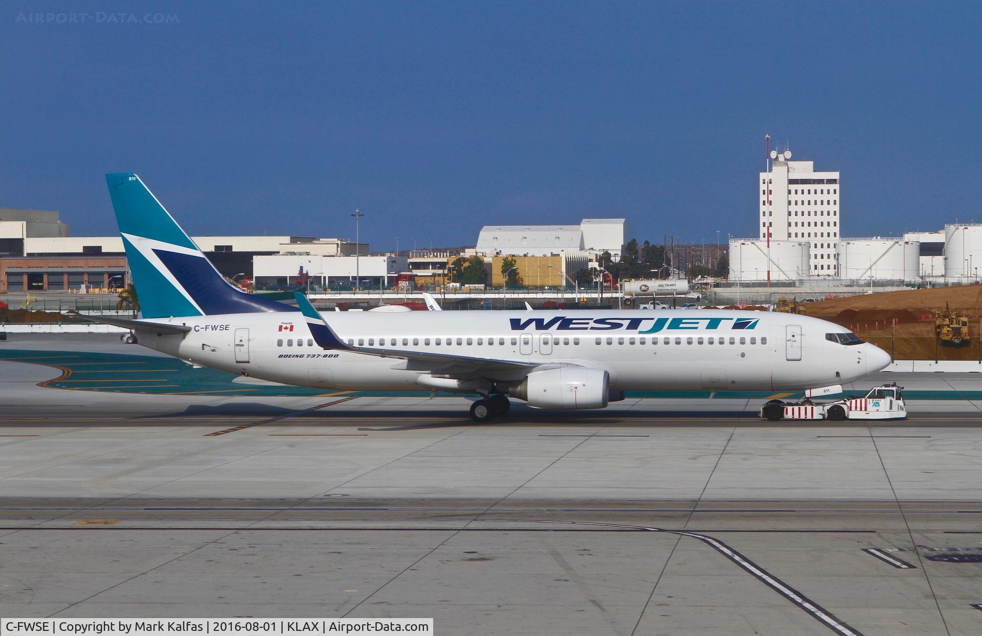 C-FWSE, 2009 Boeing 737-8CT C/N 36690, WestJet Boeing 737-8CT, taxiway Sierra KLAX