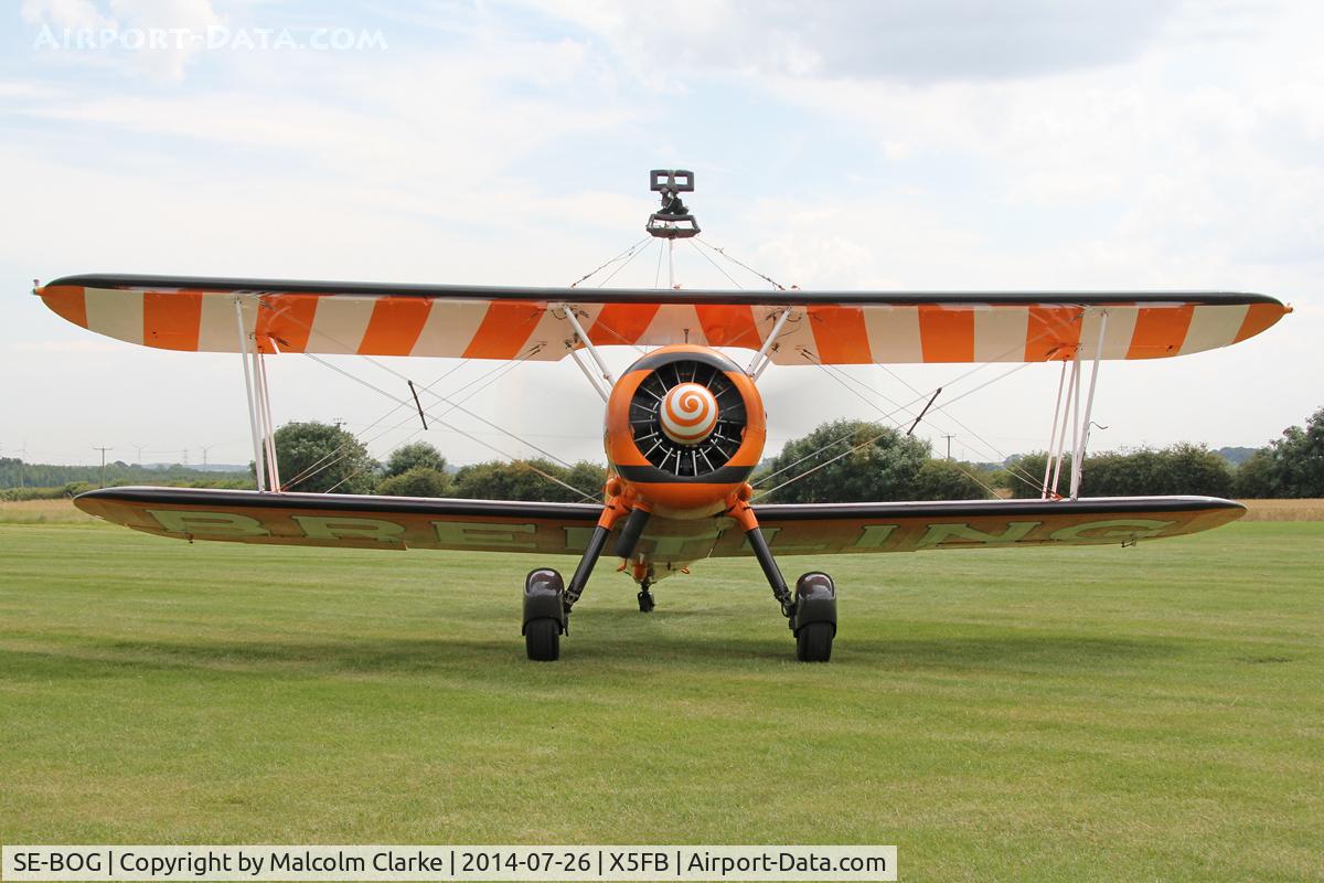 SE-BOG, 1942 Boeing N2S-3 Kaydet (B75N1) C/N 75-7128, Boeing N2S-3 Kaydet (B75N1), Fishburn Airfield UK, July 26th 2014.