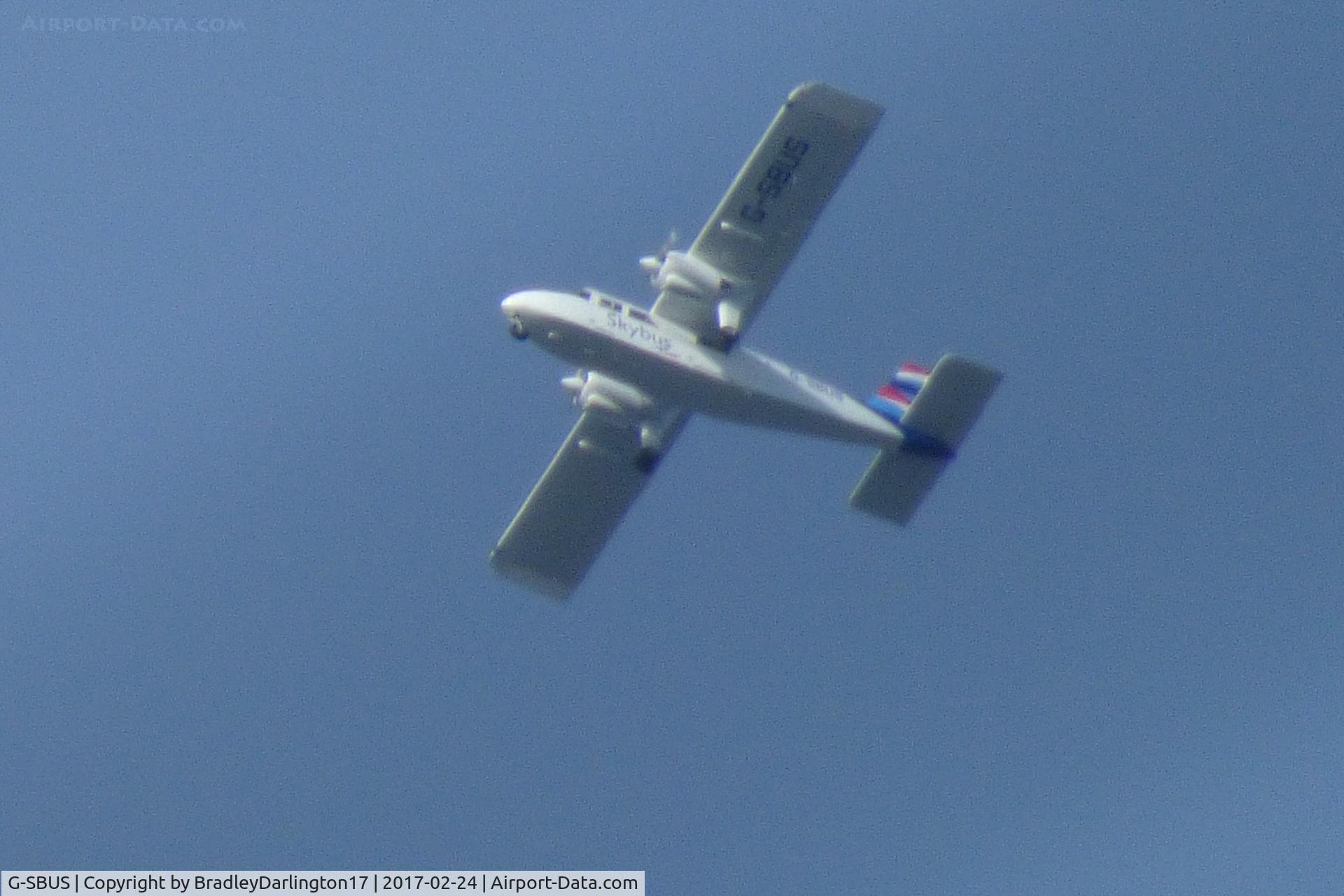 G-SBUS, 1986 Britten-Norman BN-2A-26 Islander C/N 3013, Skybus Flying Over Plymouth, unknown why it did other than came back from a repaint or repair?