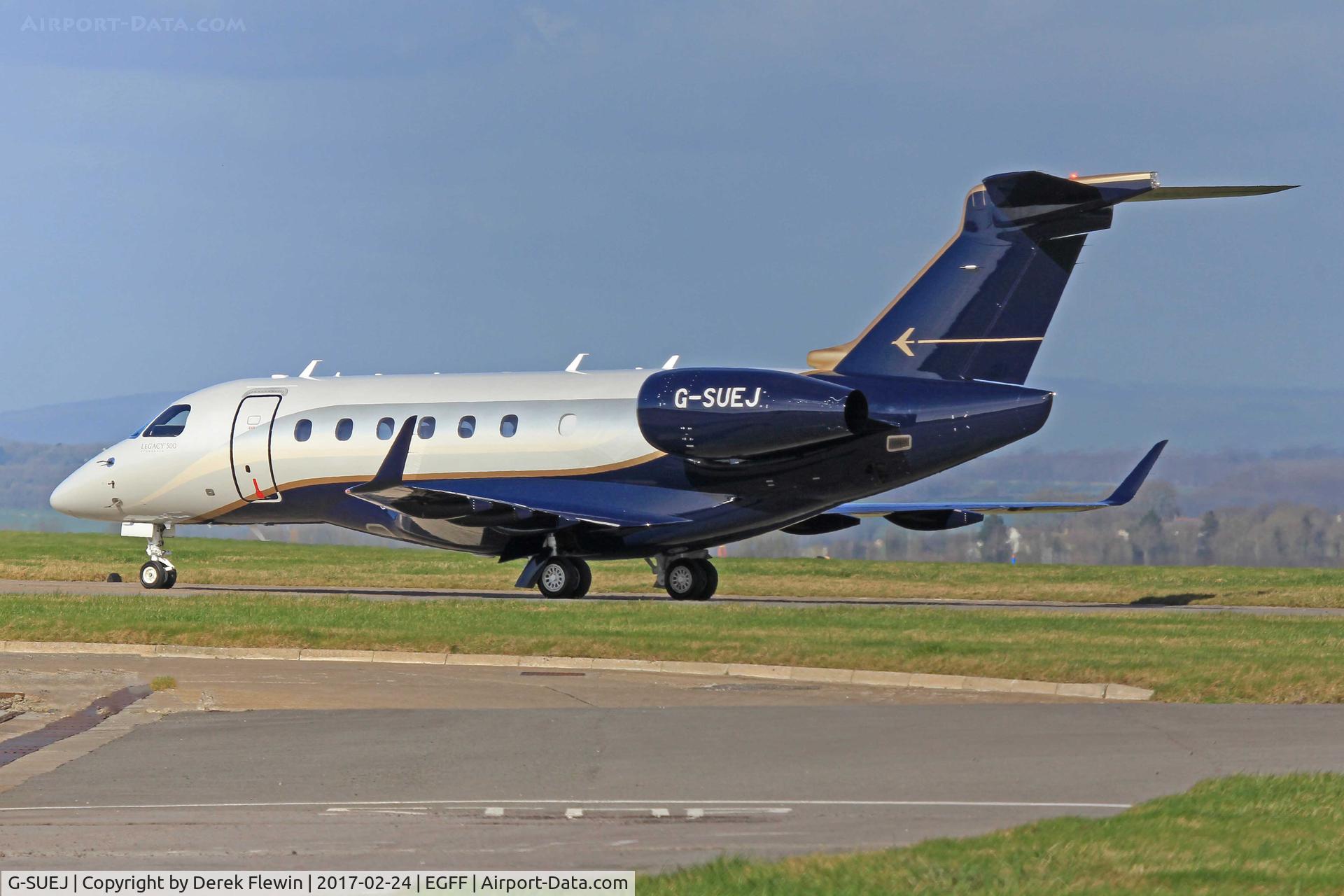 G-SUEJ, 2016 Embraer EMB-550 Legacy 500 C/N 55000042, Legacy 50, Saxonair Charter Ltd, london Stanstead based, call sign Saxonair 50J,  previously PR-LJW, seen parked up.