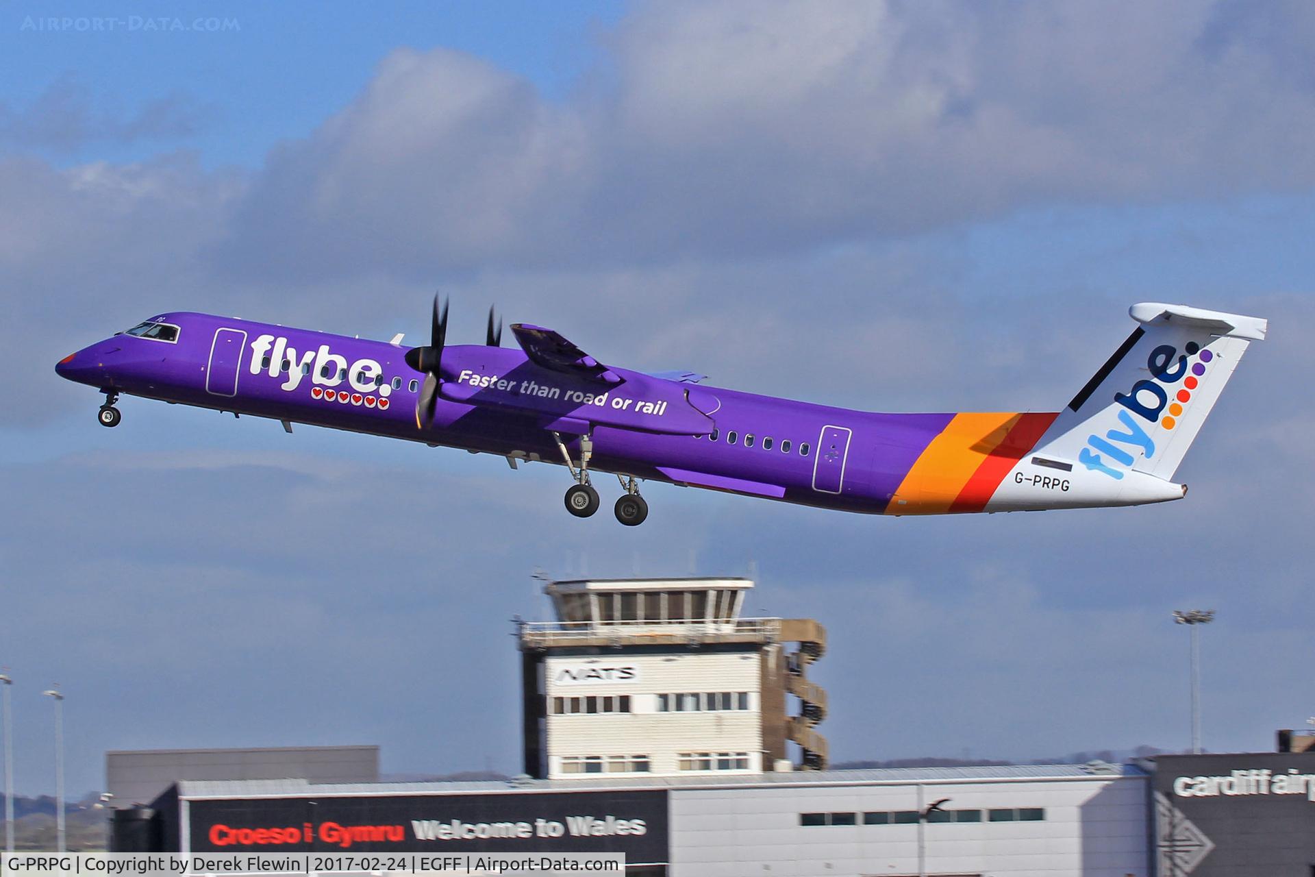 G-PRPG, 2008 Bombardier DHC-8-402 Dash 8 C/N 4191, Dash 8, Flybe, callsign Jersey 1323, previously 
C-FNQQ, n191WQ, seen departing runway 30, en-route to London City