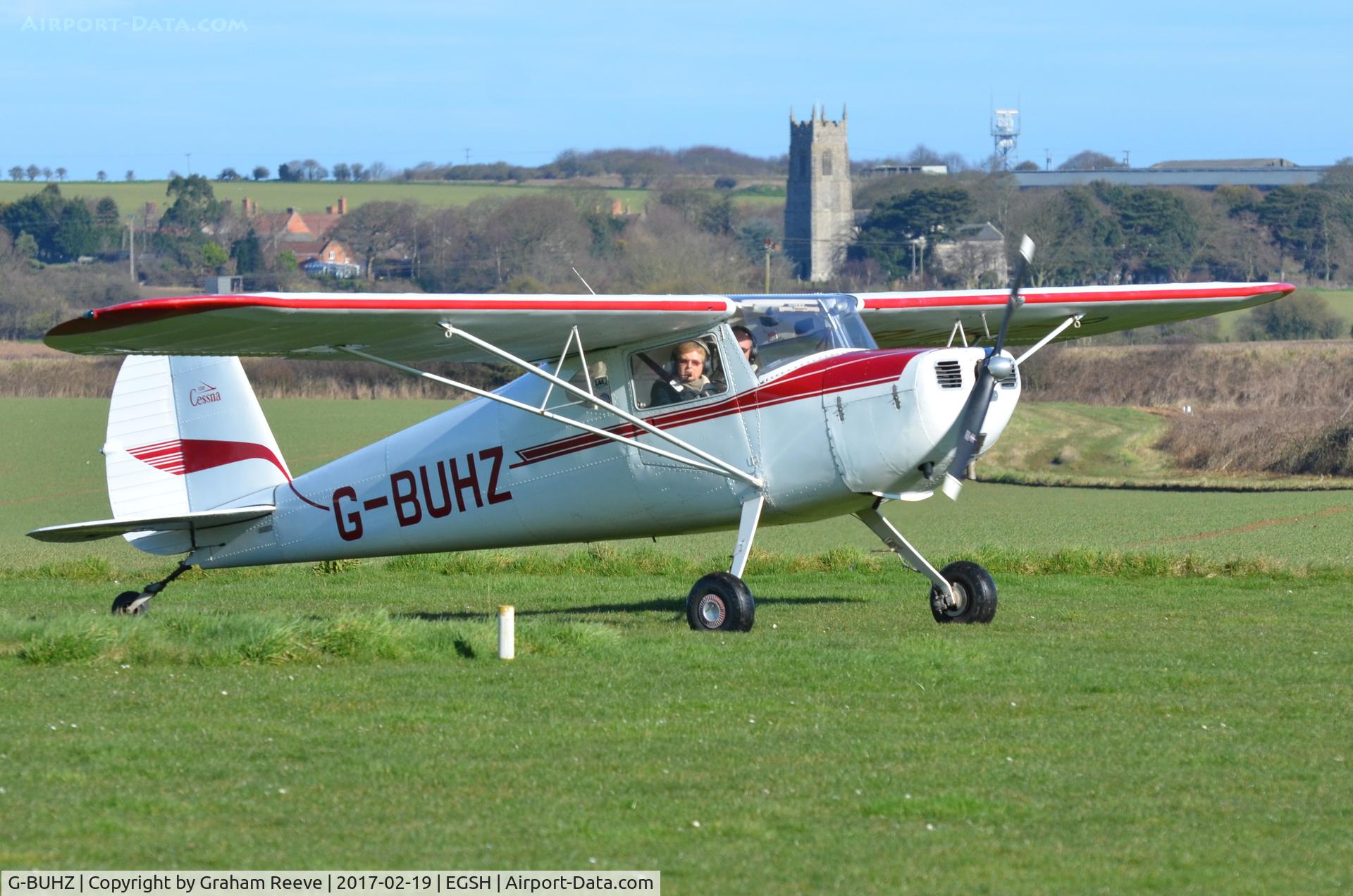 G-BUHZ, 1948 Cessna 120 C/N 14950, Just landed at Northrepps.