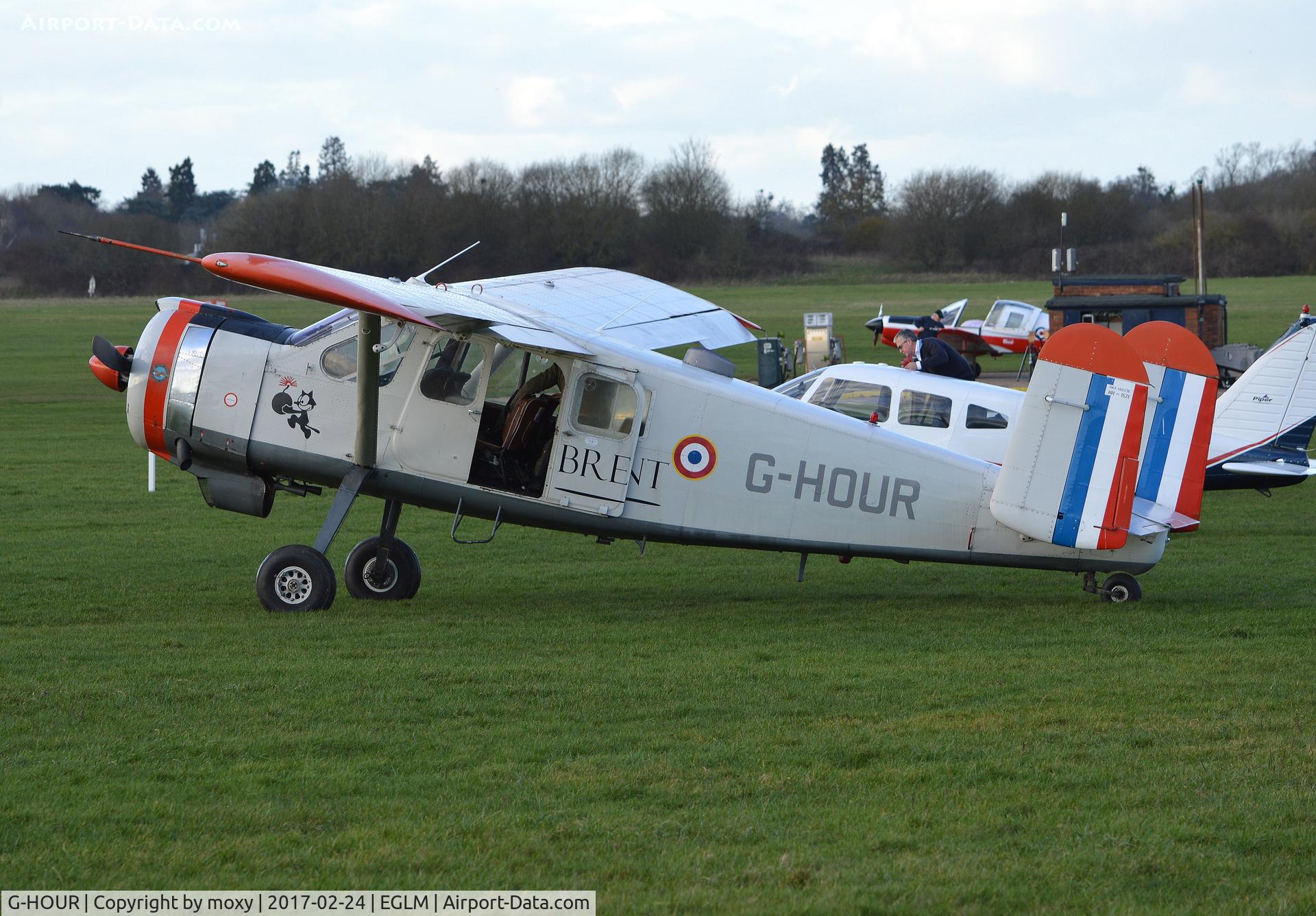 G-HOUR, 1960 Max Holste MH-1521M Broussard C/N 149, Max Holste MH-1521M Broussard at White Waltham. Ex F-BXCP.
Owned by luxury English watchmaker Bremont, hence registration.