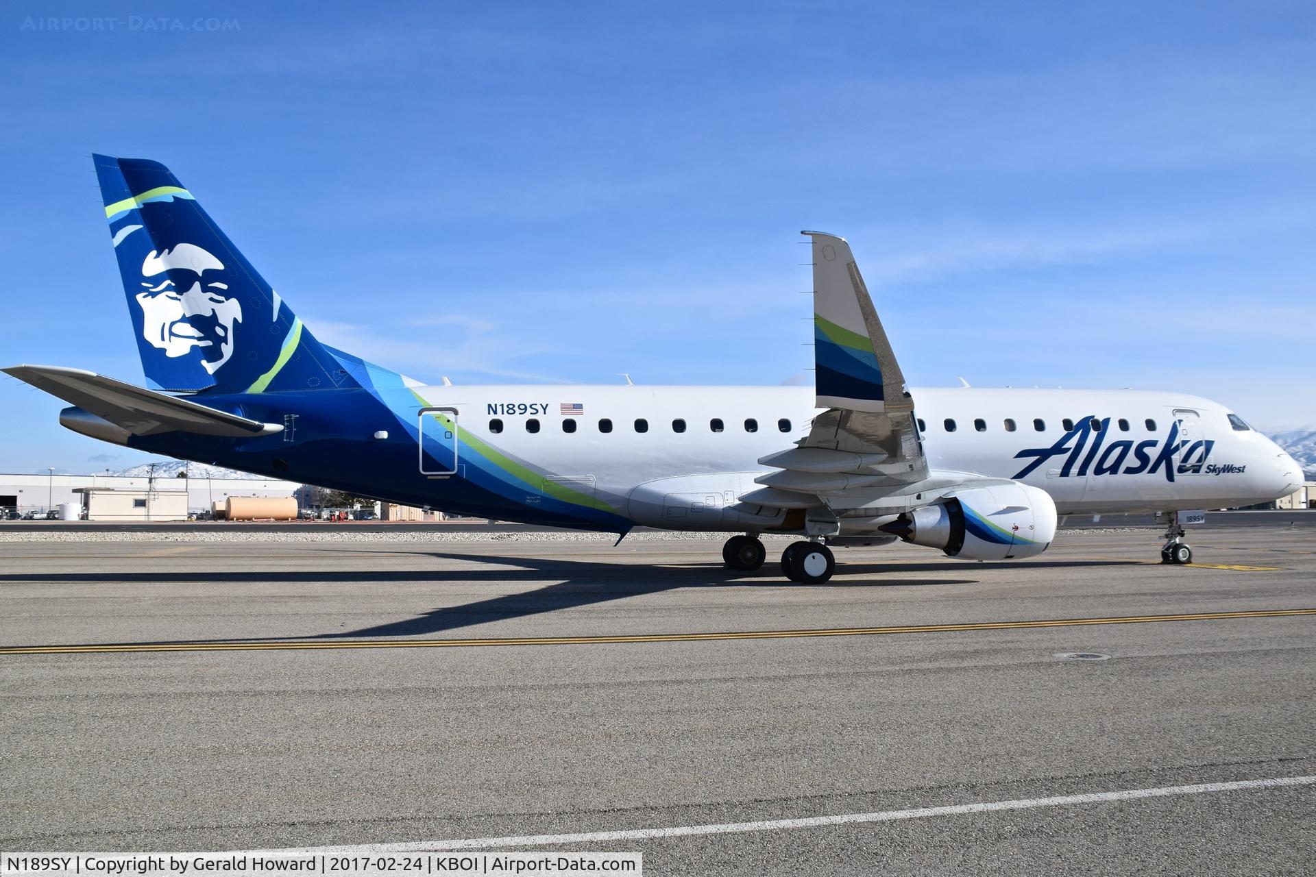 N189SY, 2017 Embraer 175LR (ERJ-170-200LR) C/N 17000631, Parked on Remote spot 4. Brand new aircraft to the Skywest fleet built January 2017.