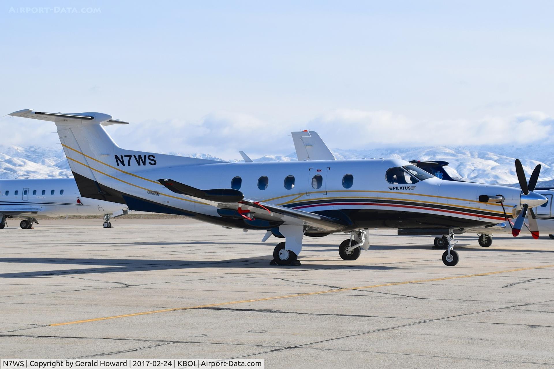 N7WS, 2014 Pilatus PC-12/47E C/N 1472, Parked on south GA ramp.