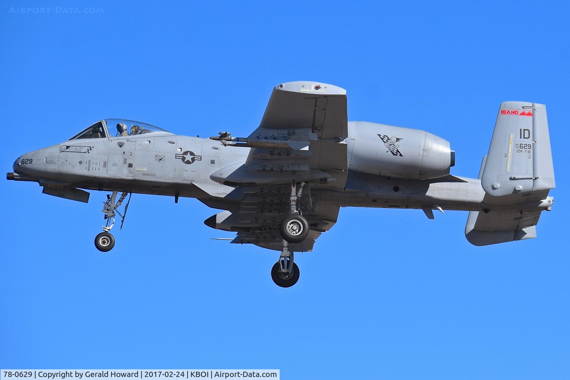 78-0629, 1978 Fairchild Republic A-10C Thunderbolt II C/N A10-0249, Landing RWY 28L. 190th Fighter Sq., 124th Fighter Wing, Idaho ANG.