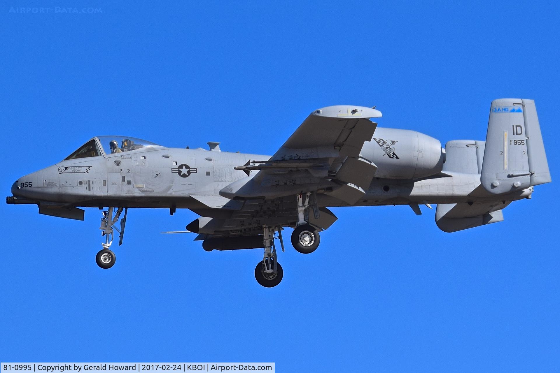 81-0995, 1981 Fairchild Republic A-10C Thunderbolt II C/N A10-0690, Landing RWY 28L.  190th Fighter Sq., 124th Fighter Wing, Idaho ANG.