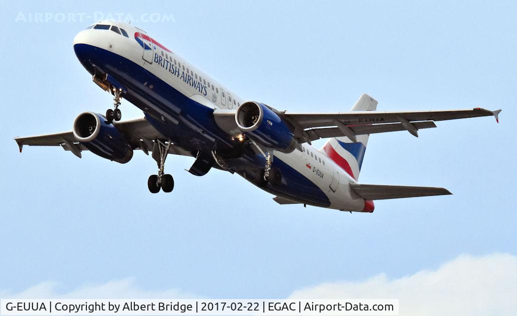 G-EUUA, 2001 Airbus A320-232 C/N 1661, Belfast City. British Airways G-EUUA departing to Heathrow.