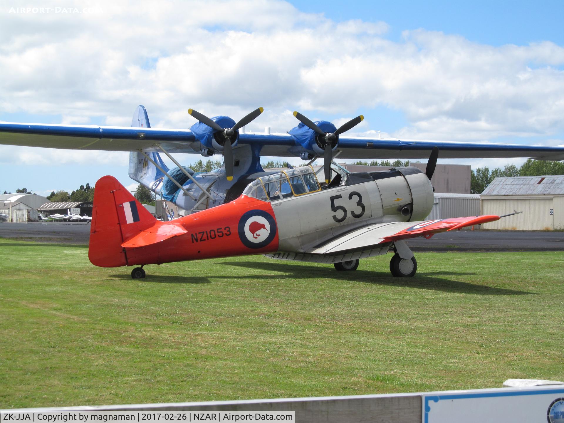 ZK-JJA, 1941 North American AT-6C Harvard IIA C/N 88-13910, in sun at AMZ