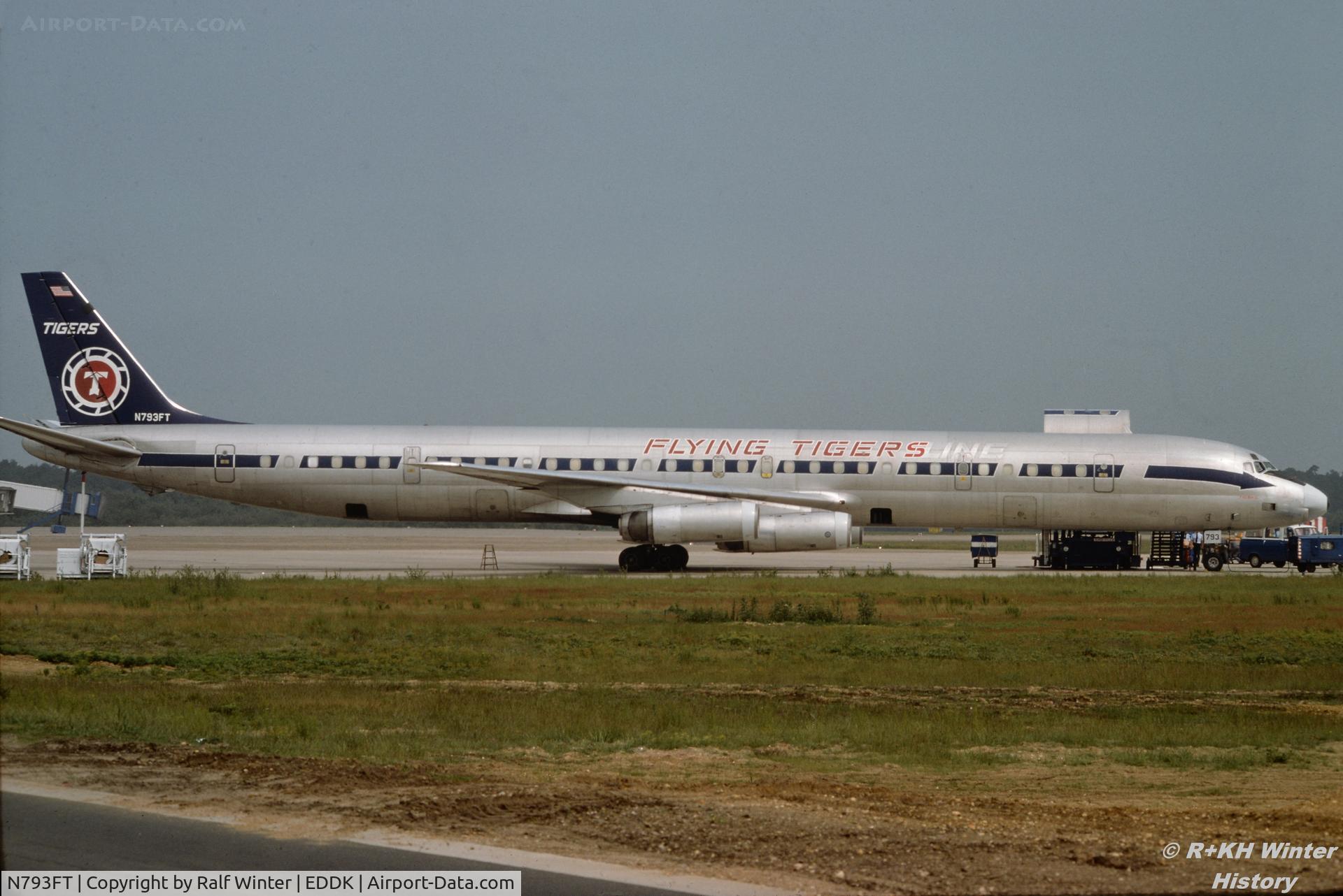 N793FT, 1969 Douglas DC-8-63CF C/N 46047, Douglas DC8-63CF - Flying Tiger Line - N793FT - 07.1977 - CGN