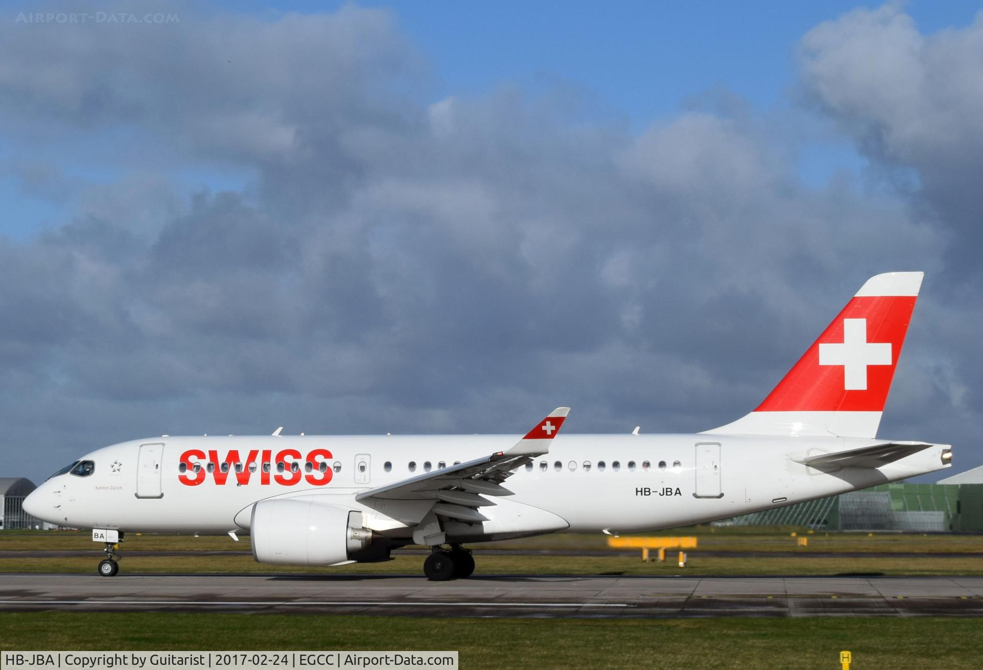 HB-JBA, 2016 Bombardier CSeries CS100 (BD-500-1A10) C/N 50010, At Manchester