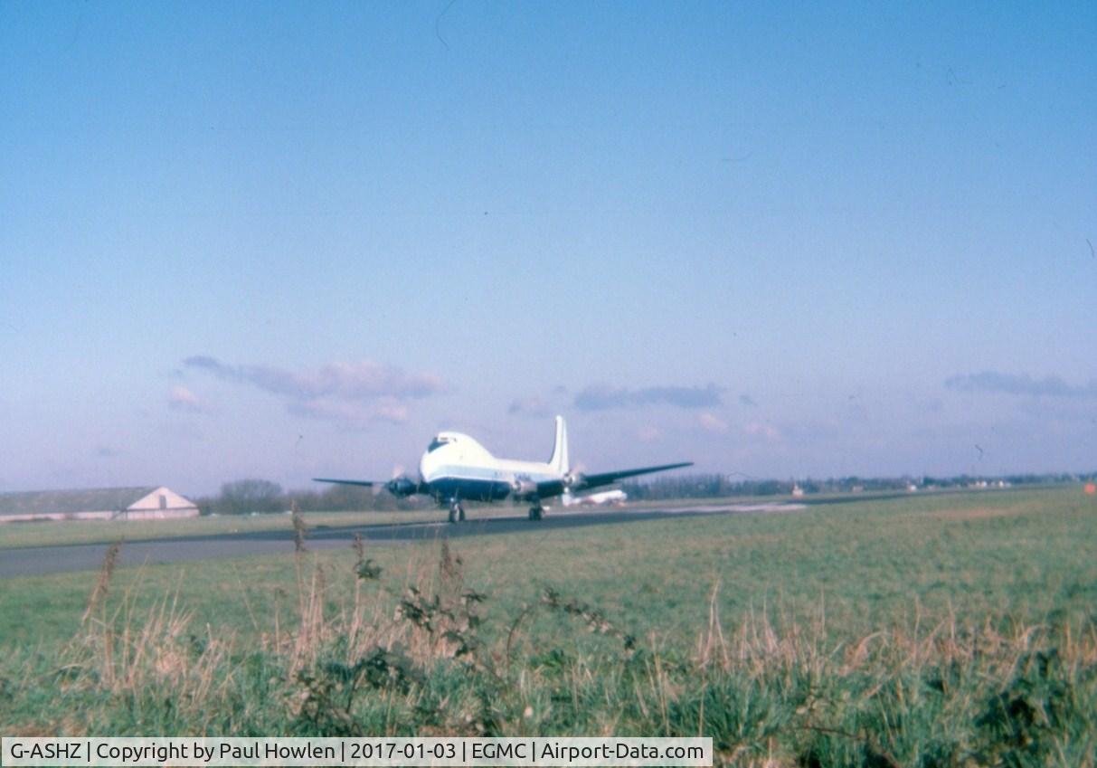 G-ASHZ, 1944 Aviation Traders ATL-98 Carvair (C-54B) C/N 27249, Back-tracking runway 06 , Southend, February 1977