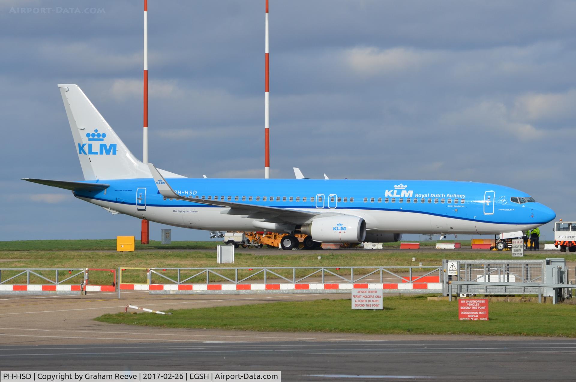 PH-HSD, 2012 Boeing 737-8K2 C/N 39260, Just out of spray and in KLM colours, having arrived as Transavia.
