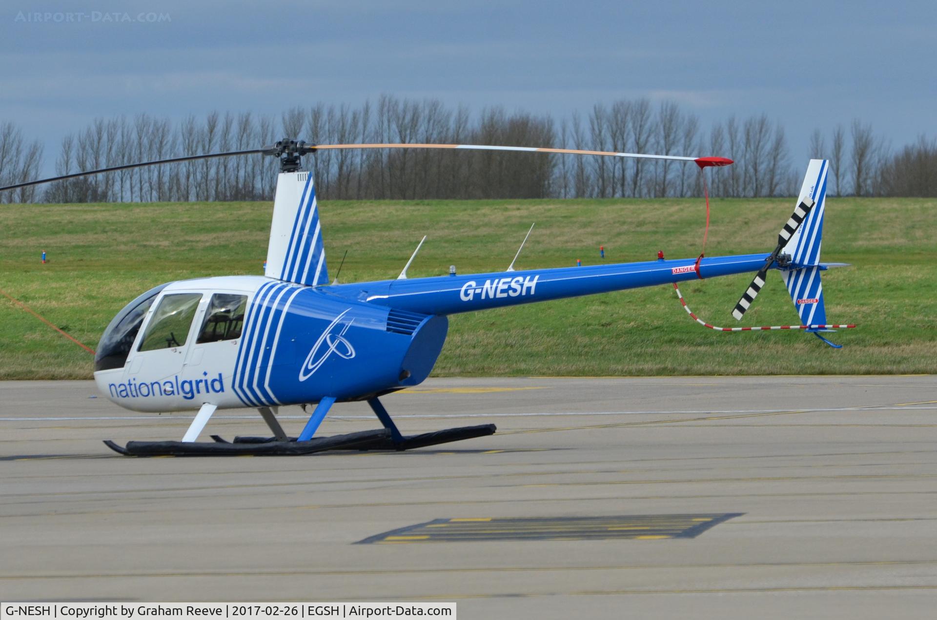 G-NESH, 2007 Robinson R44 Clipper II C/N 11609, Parked at Norwich.