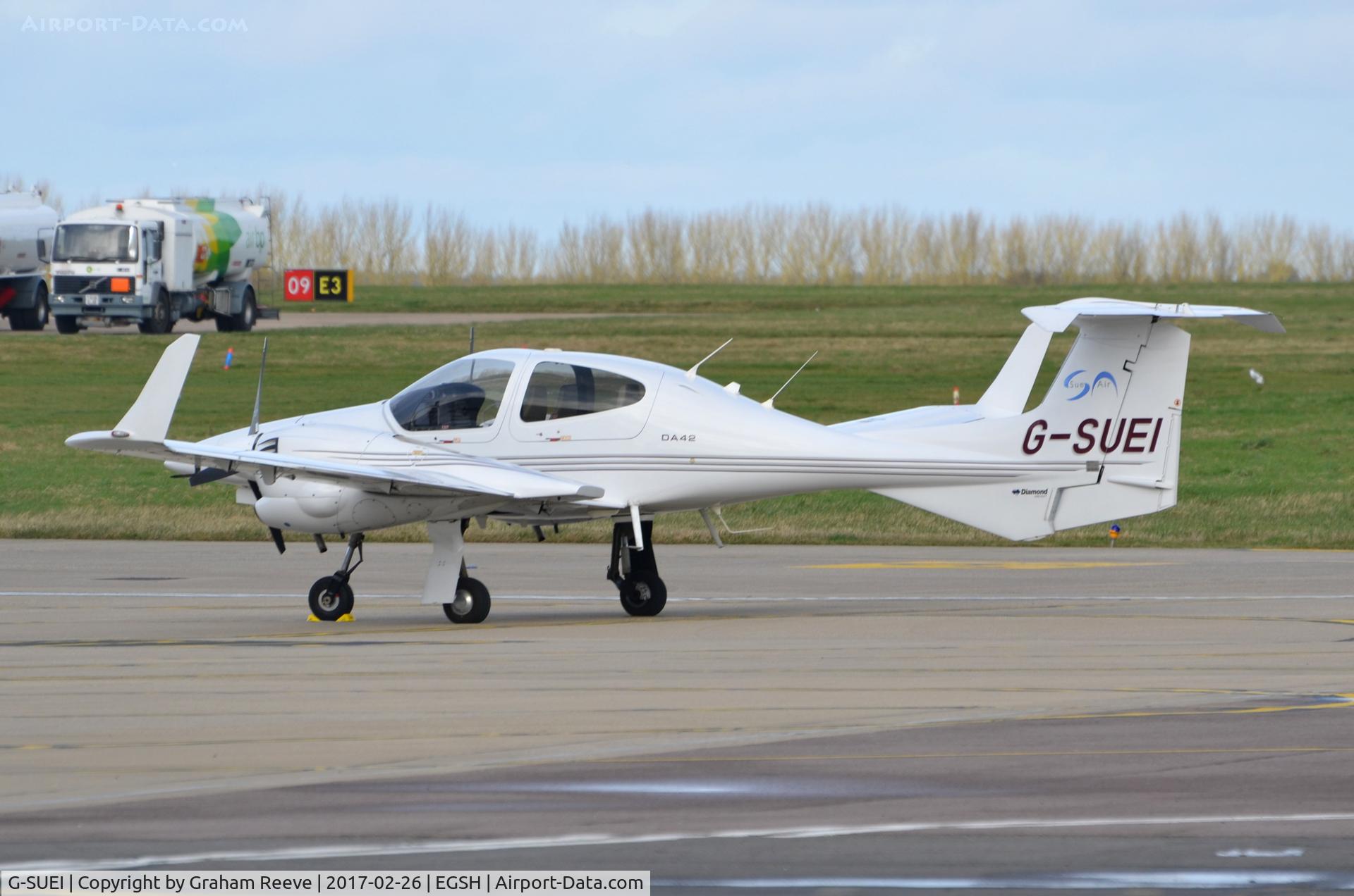 G-SUEI, 2009 Diamond DA-42 Twin Star C/N 42.415, Parked at Norwich.