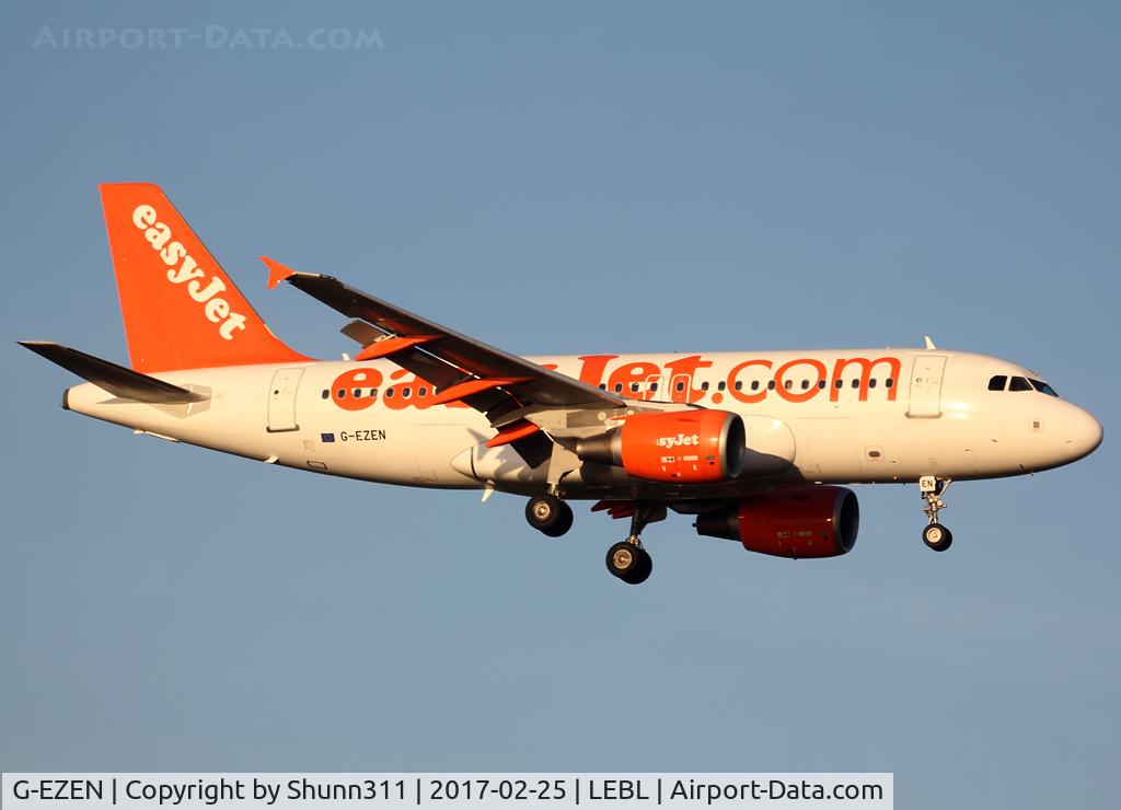 G-EZEN, 2004 Airbus A319-111 C/N 2245, Landing rwy 02