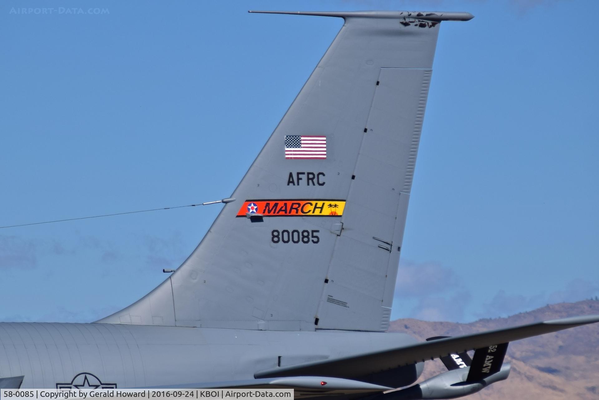 58-0085, 1959 Boeing KC-135R Stratotanker C/N 17830, 912th Air Refueling Sq., 452nd Air Mobility Wing, March AFB, CA
