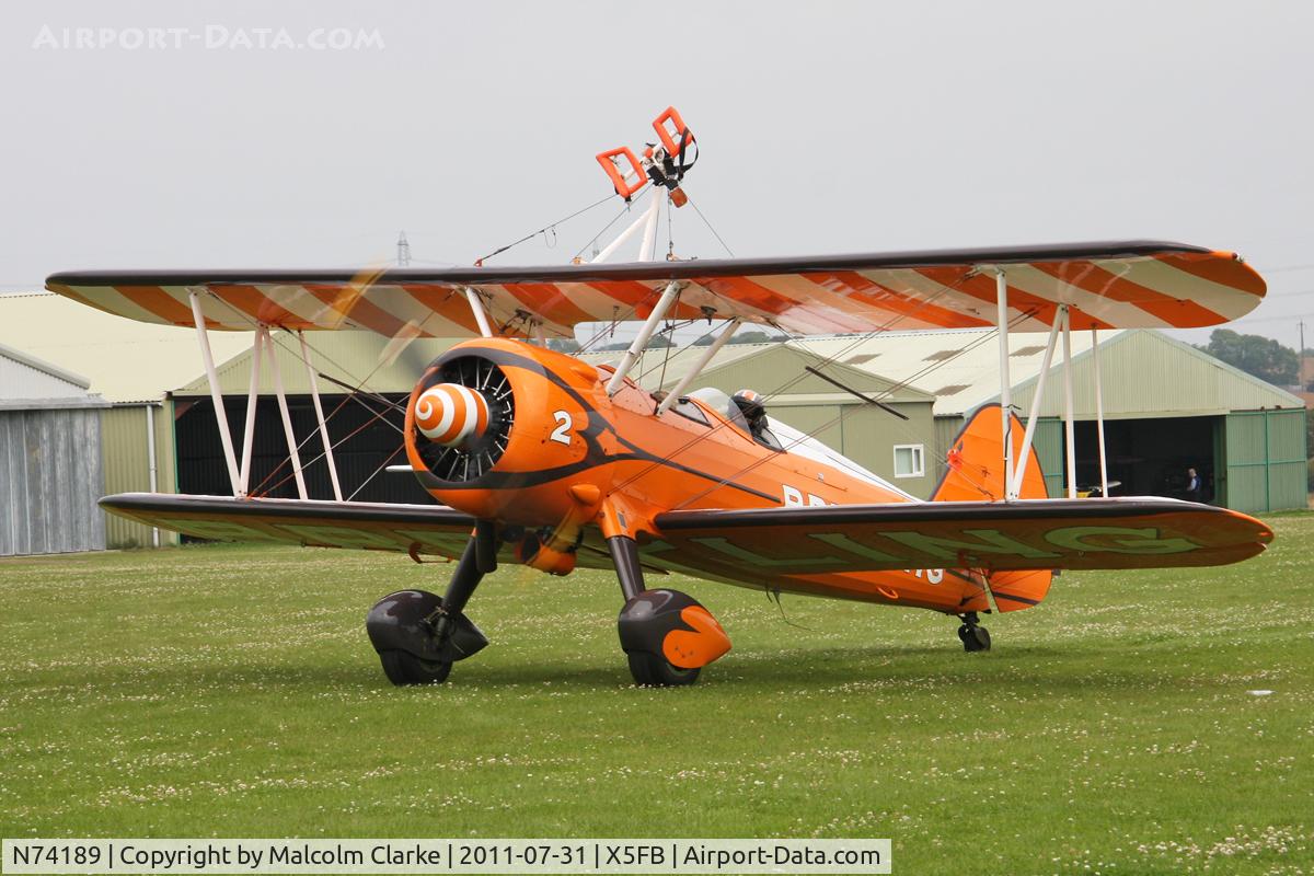 N74189, 1941 Boeing PT-17/R985 Kaydet (A75N1) C/N 75-717, Boeing PT-17/R985, Fishburn Airfield UK, July 31st 2011.