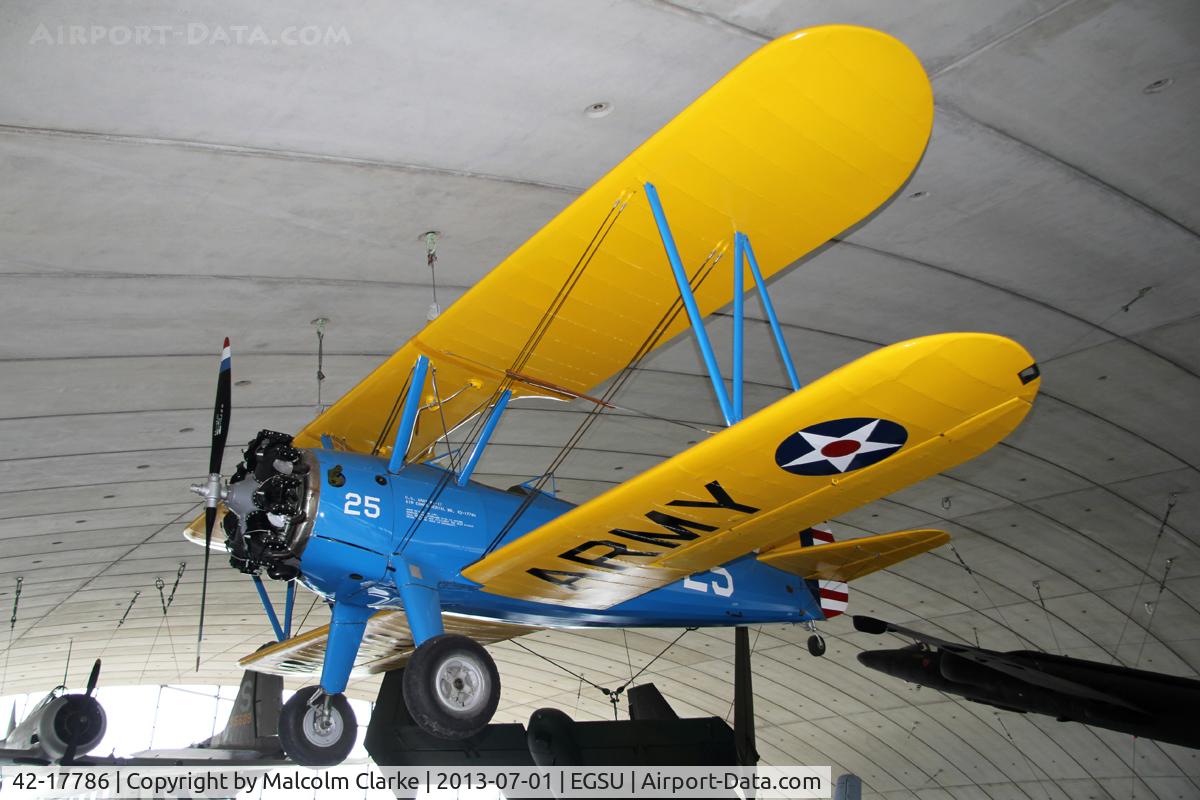 42-17786, 1942 Boeing PT-13D Kaydet (E75) C/N 75-5949, Boeing PT-17 Kaydet (A75N1), Imperial War Museum, Duxford Airfield, July 1st 2013.