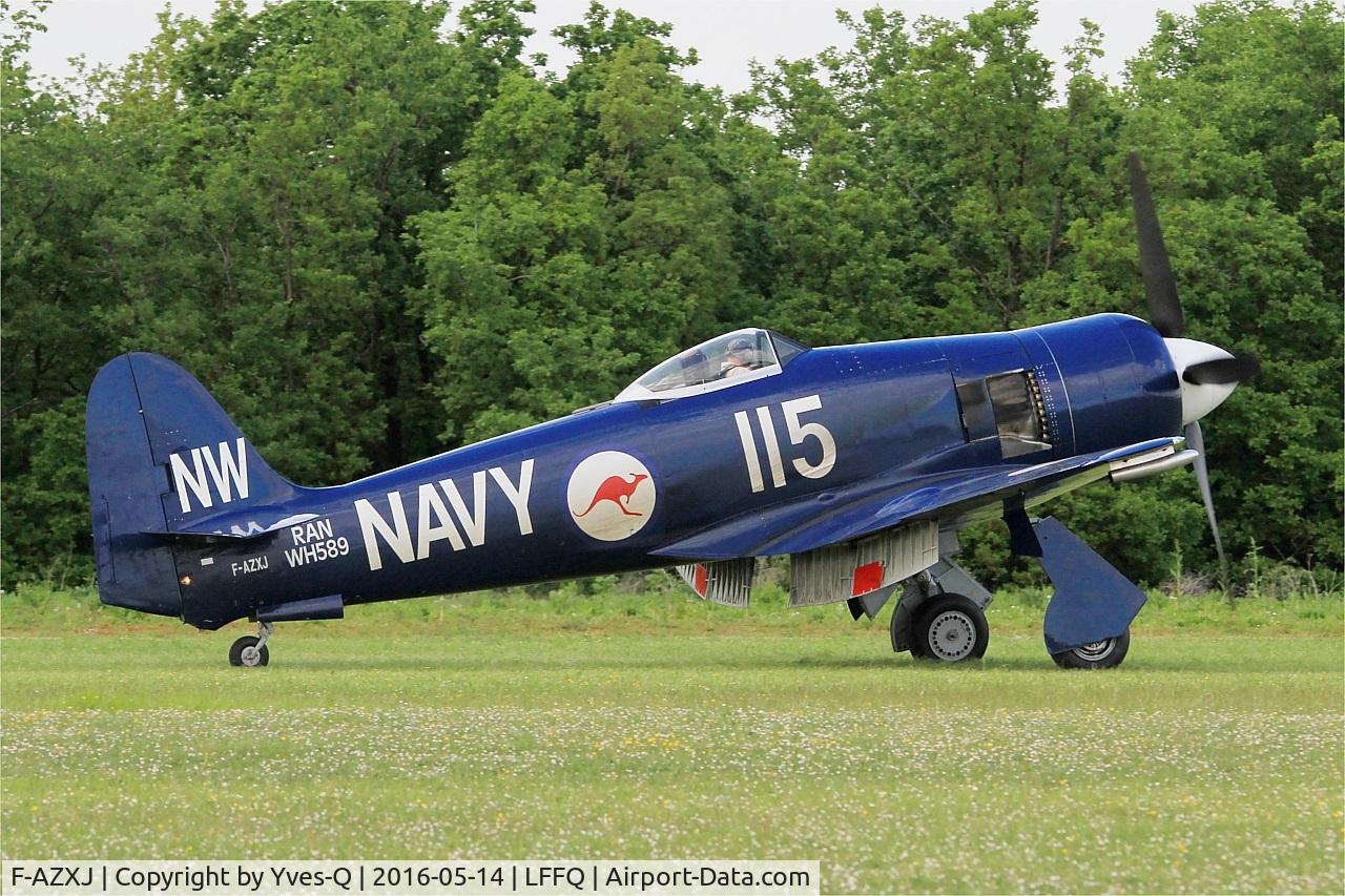 F-AZXJ, 1949 Hawker Sea Fury FB.11 C/N 37733, Hawker Sea Fury FB.11, Taxiing after landing, La Ferté-Alais Airfield (LFFQ) Air show 2016