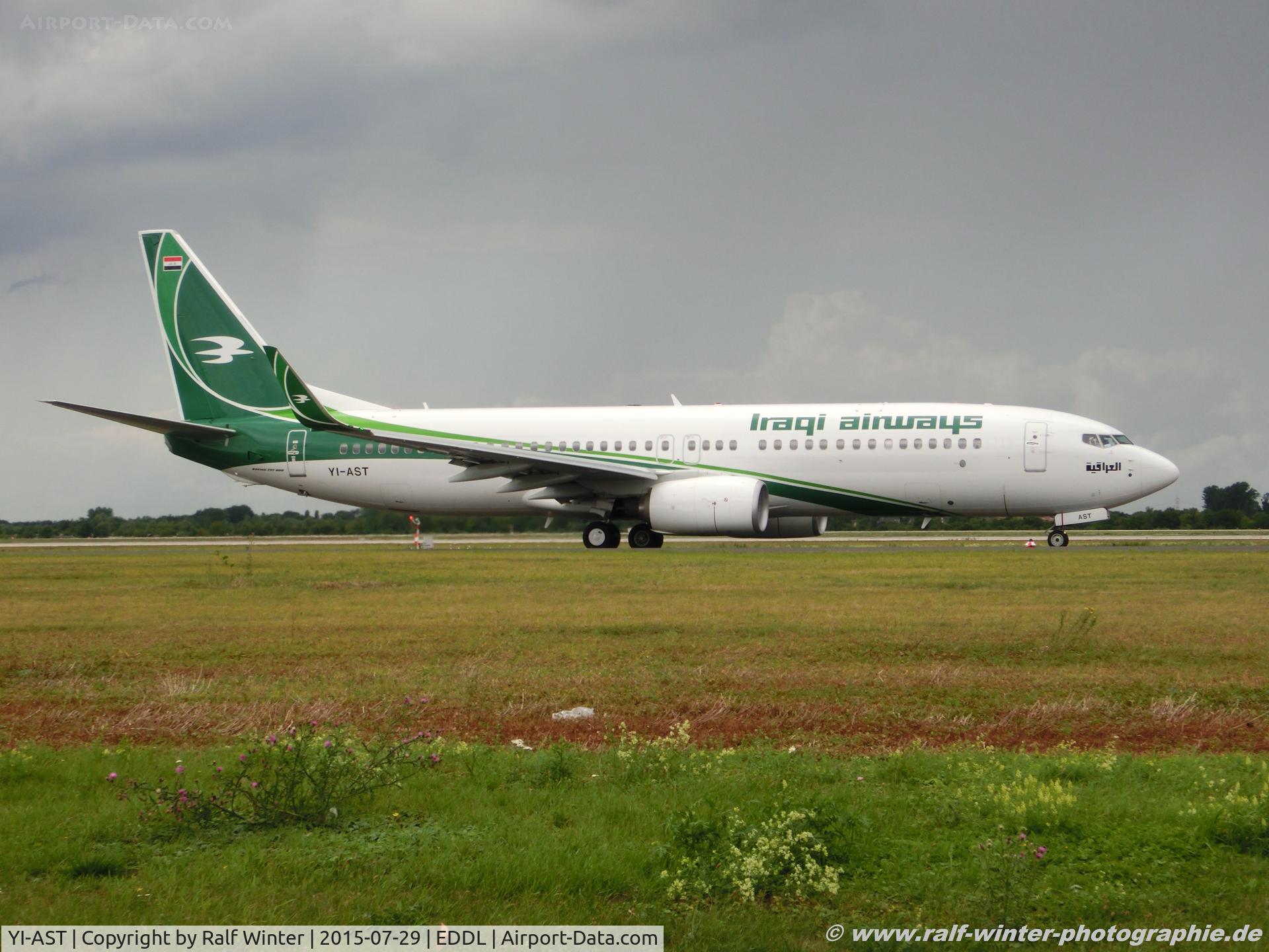 YI-AST, 2015 Boeing 737-81Z C/N 40082, Boeing 737-81Z(W) - IA IAW Iraqi Airways - 40082 - YI-AST - 29.07.2015 - DUS