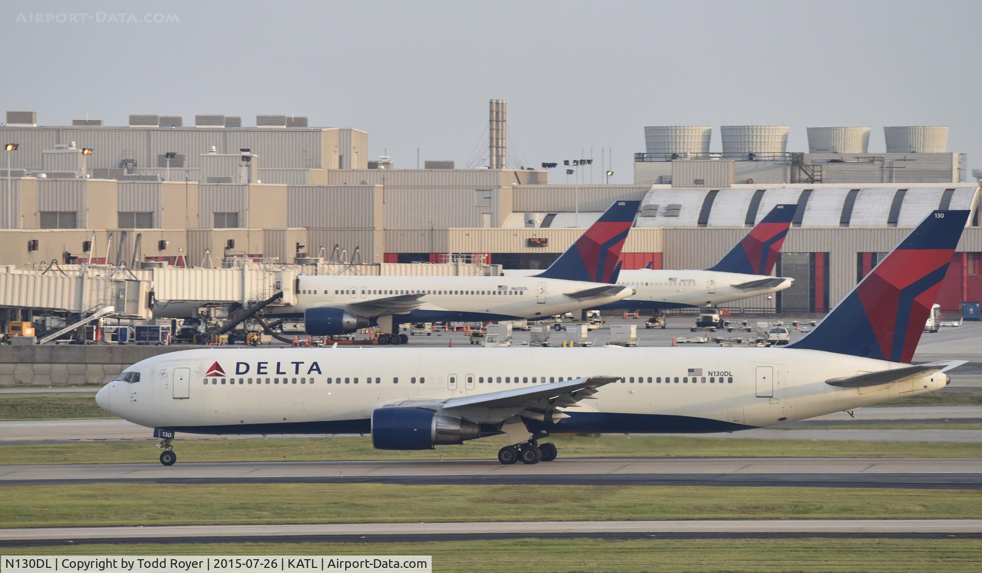 N130DL, 1988 Boeing 767-332 C/N 24080, Departing Atlanta
