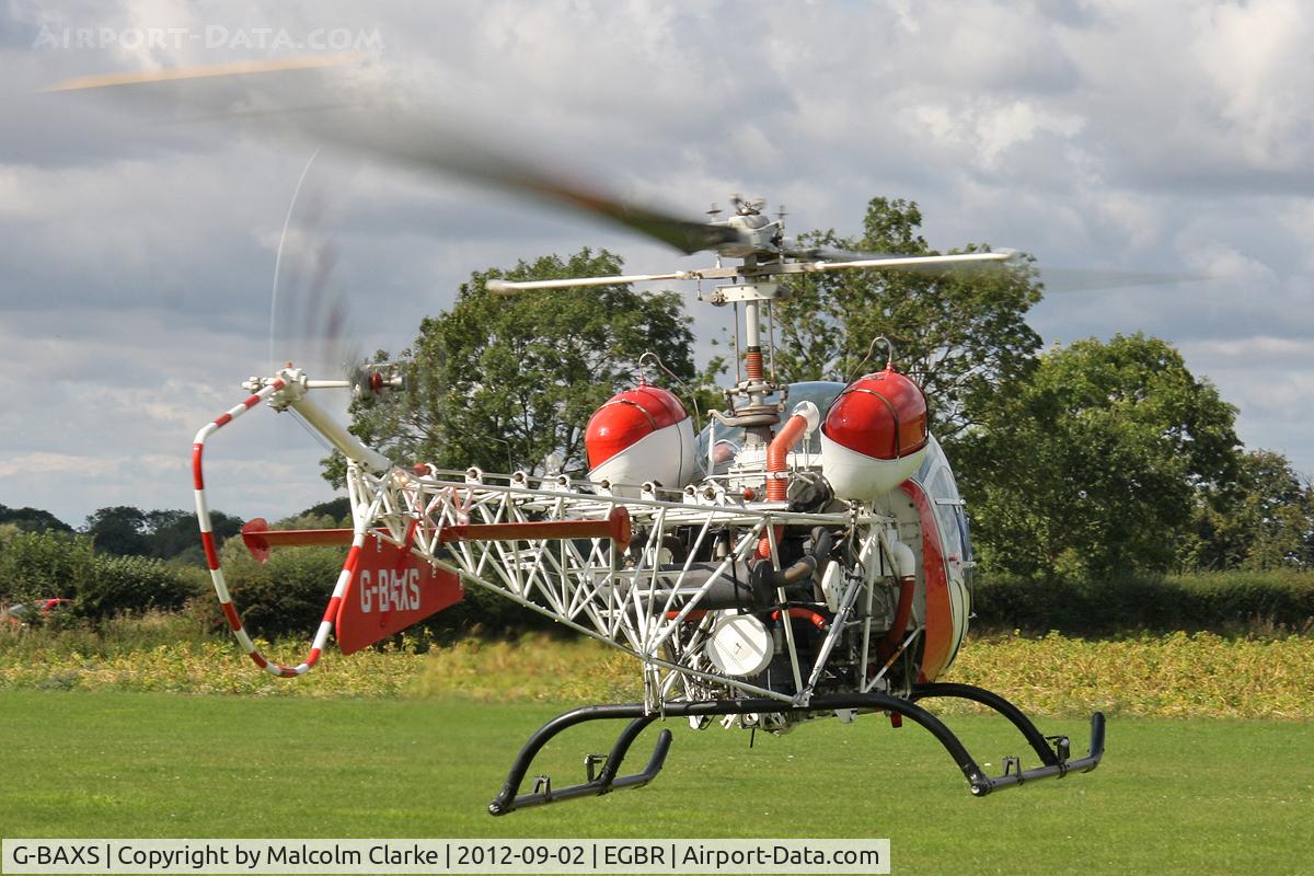 G-BAXS, 1969 Bell 47G-5 C/N 7908, Bell 47G-5, Wings & Wheels Day, Breighton Airfield, September 2nd 2012.