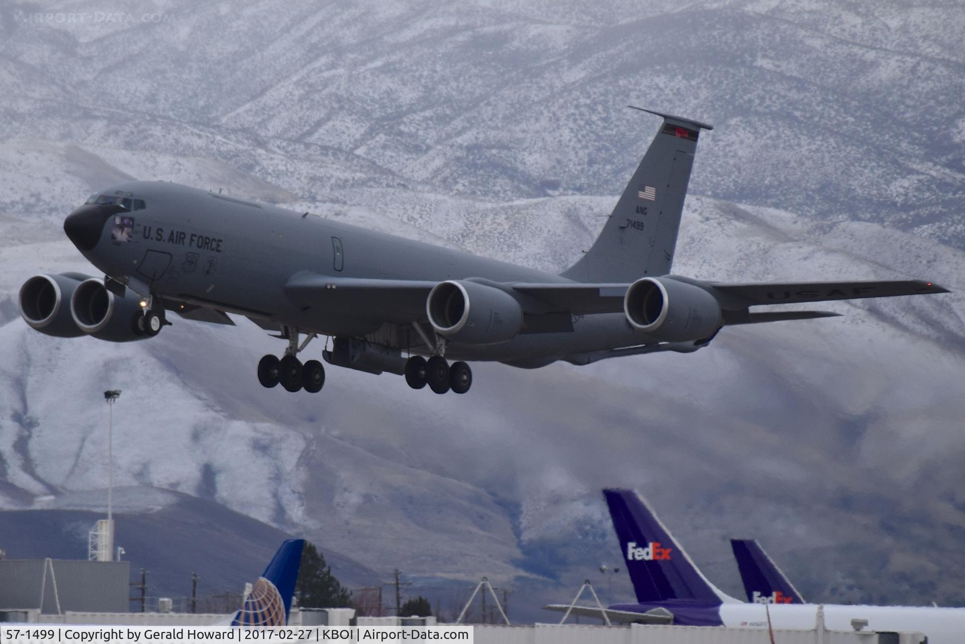 57-1499, 1957 Boeing KC-135R Stratotanker C/N 17570, Making several touch & goes on a dark, wet afternoon. Call sign 